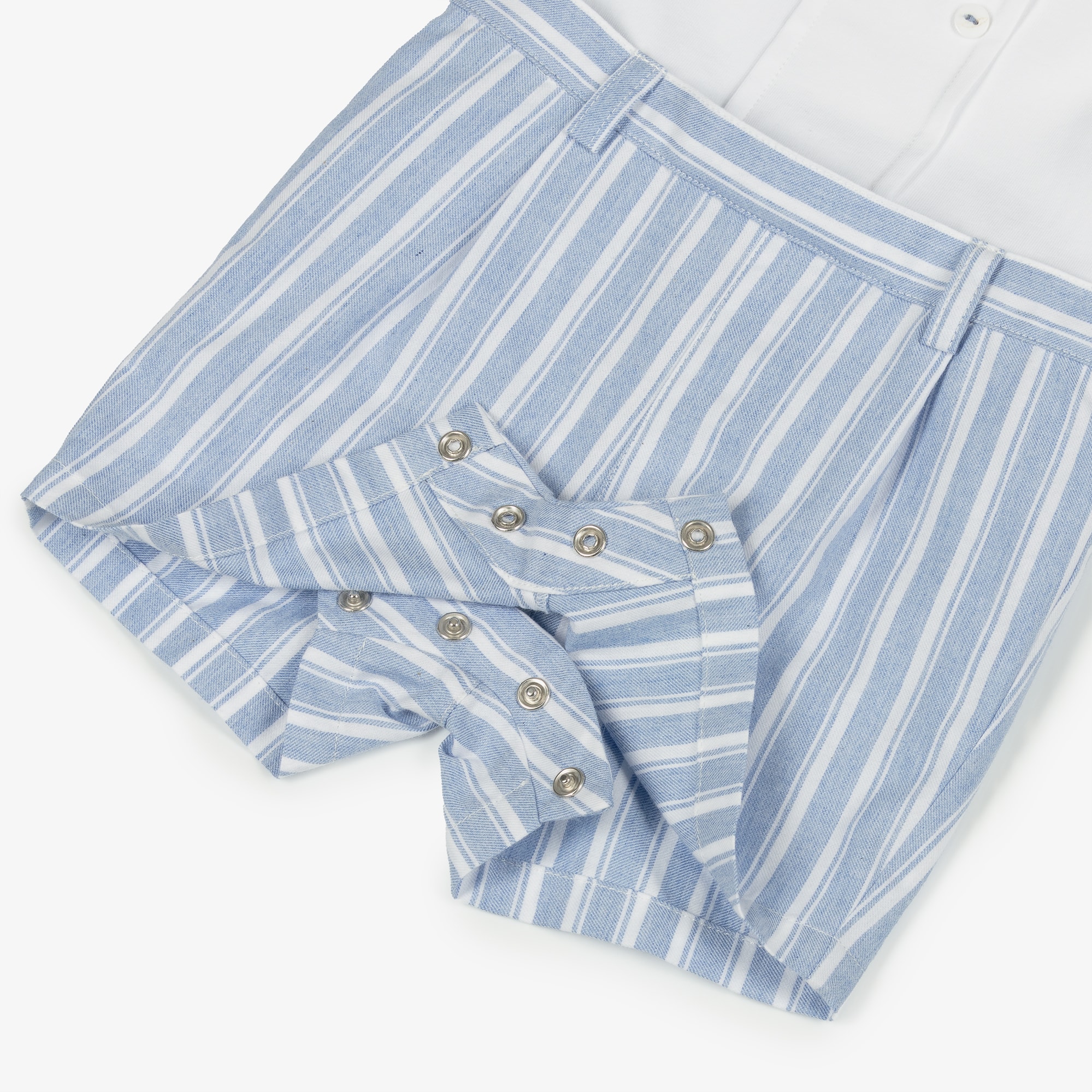 Baby Boys Blue & White Striped Cotton Shortie - View 3
