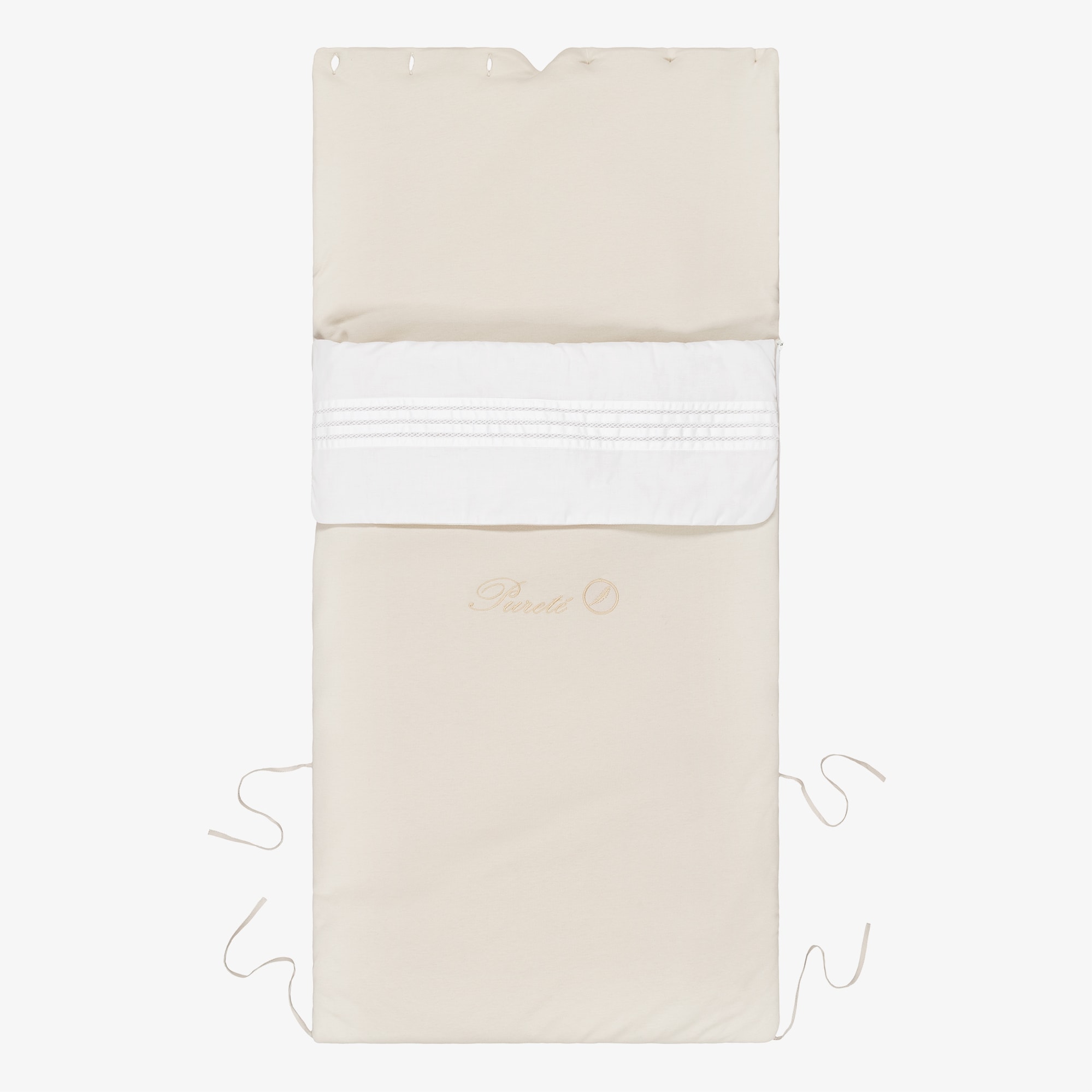 Beige Cotton Jersey Embroidered Baby Nest (90cm) - View 3