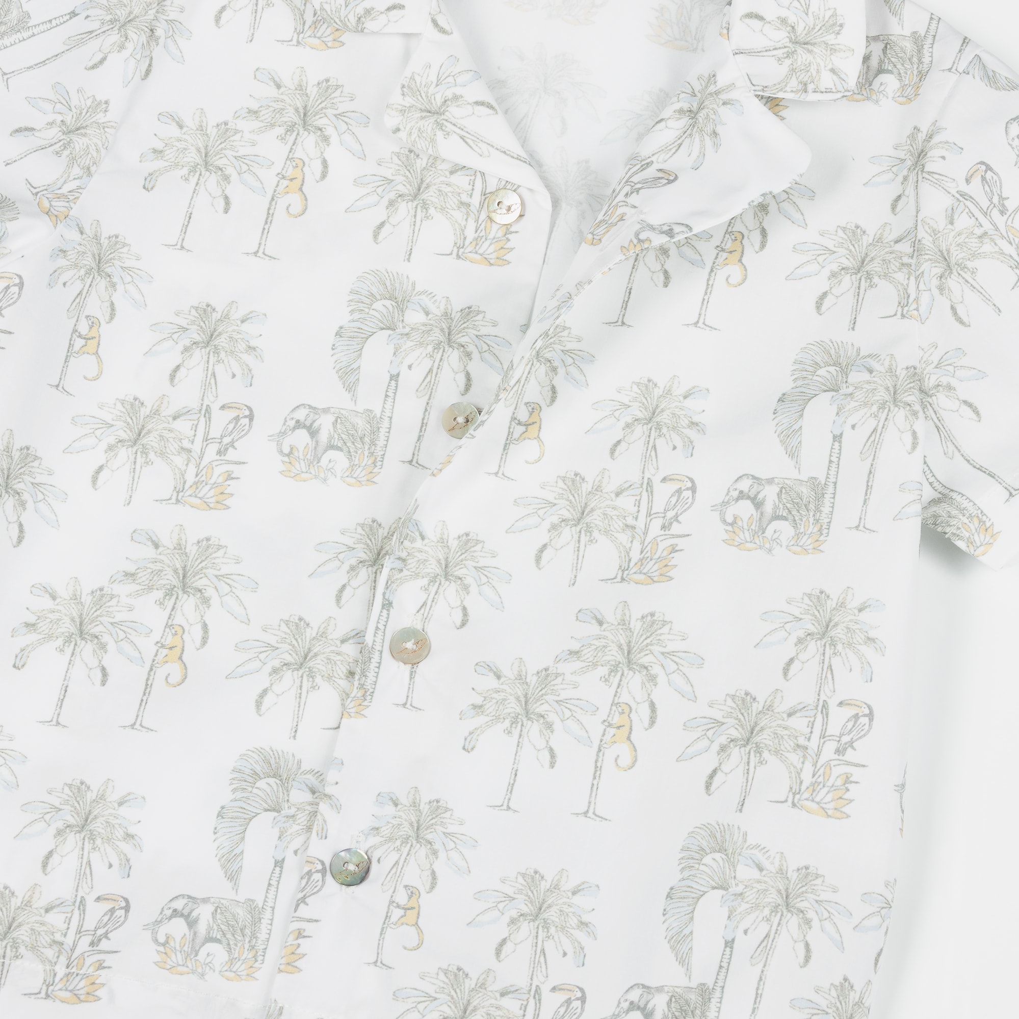 Boys Short White Cotton Pyjamas with Grey Jungle Print - View 4