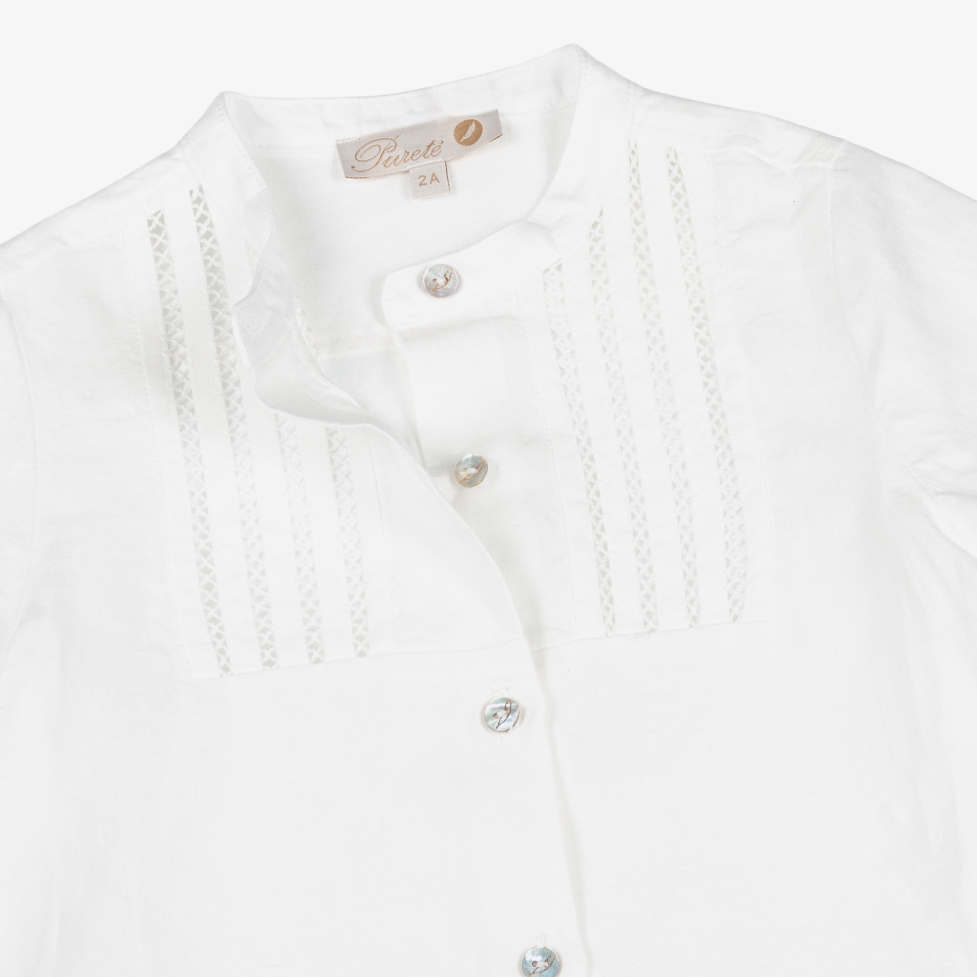 Boys White & Beige Shorts Set with Lacey Trim - View 4