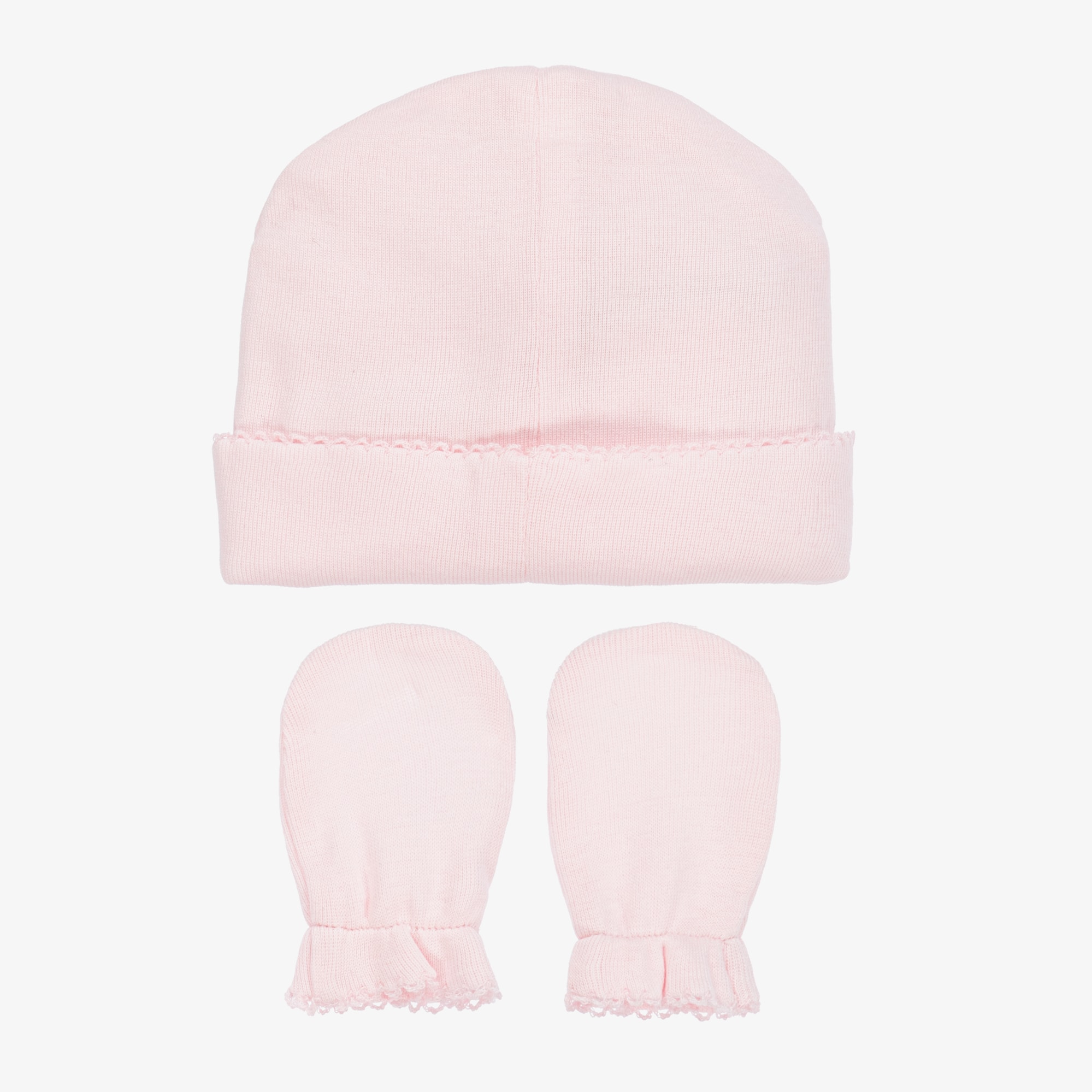Ivory Cotton Baby Hat & Mittens Set - View 2