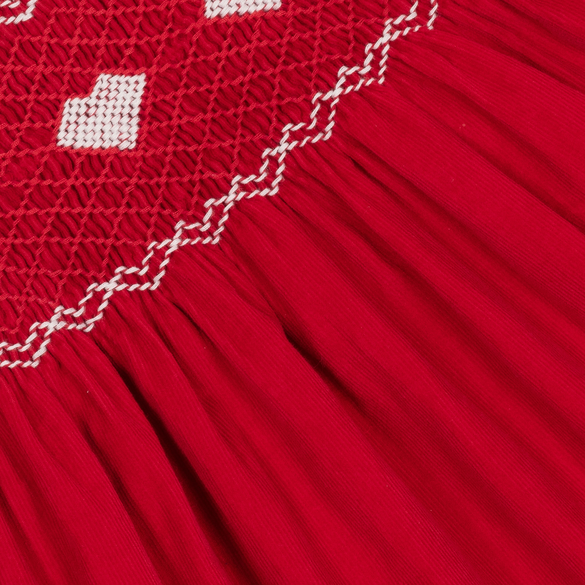 Girls Red Hand-Smocked Dress - View 4