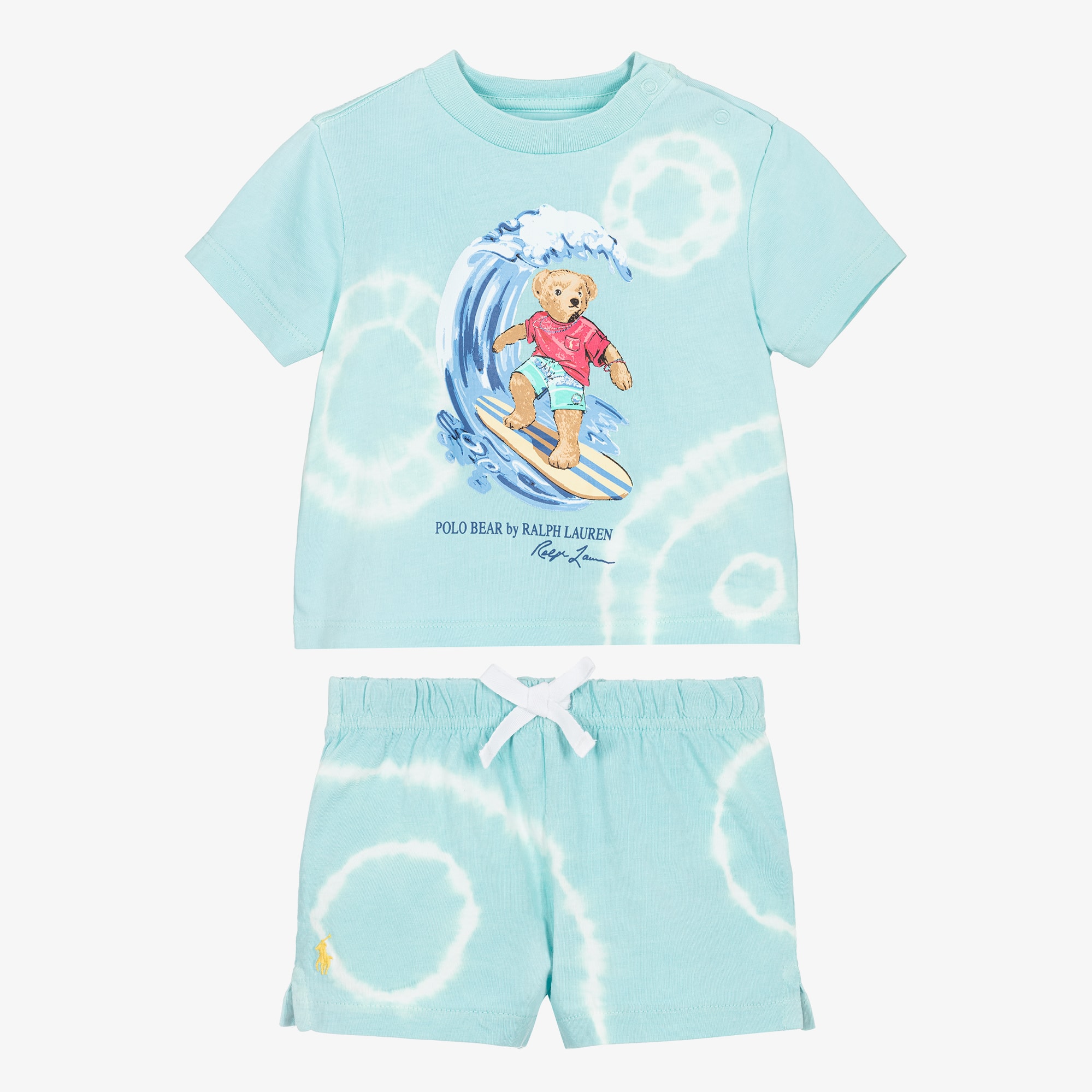 Baby Boys Cotton Polo Bear Shorts Set - View 2