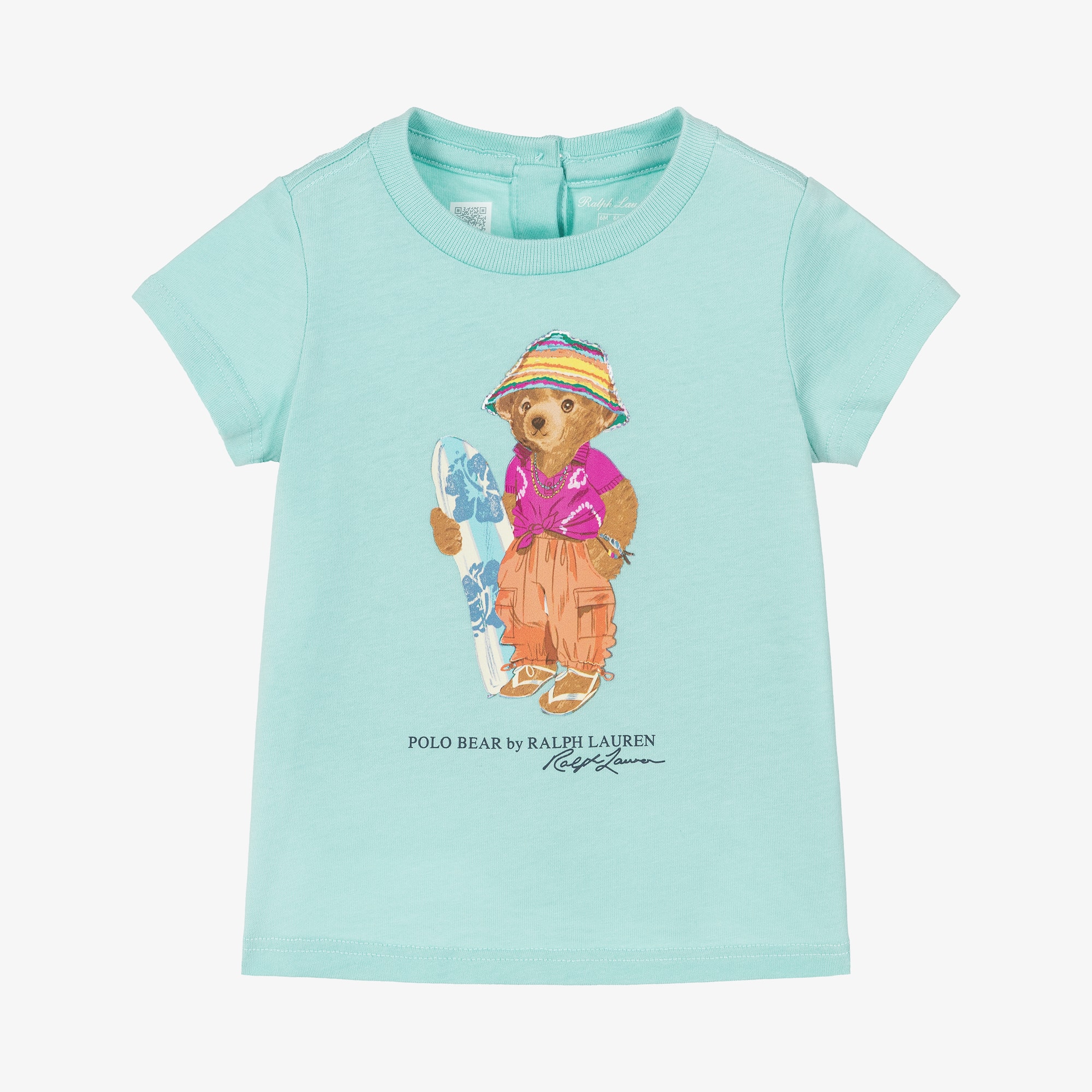 Baby Girls Turquoise Blue Polo Bear T-Shirt - View 1