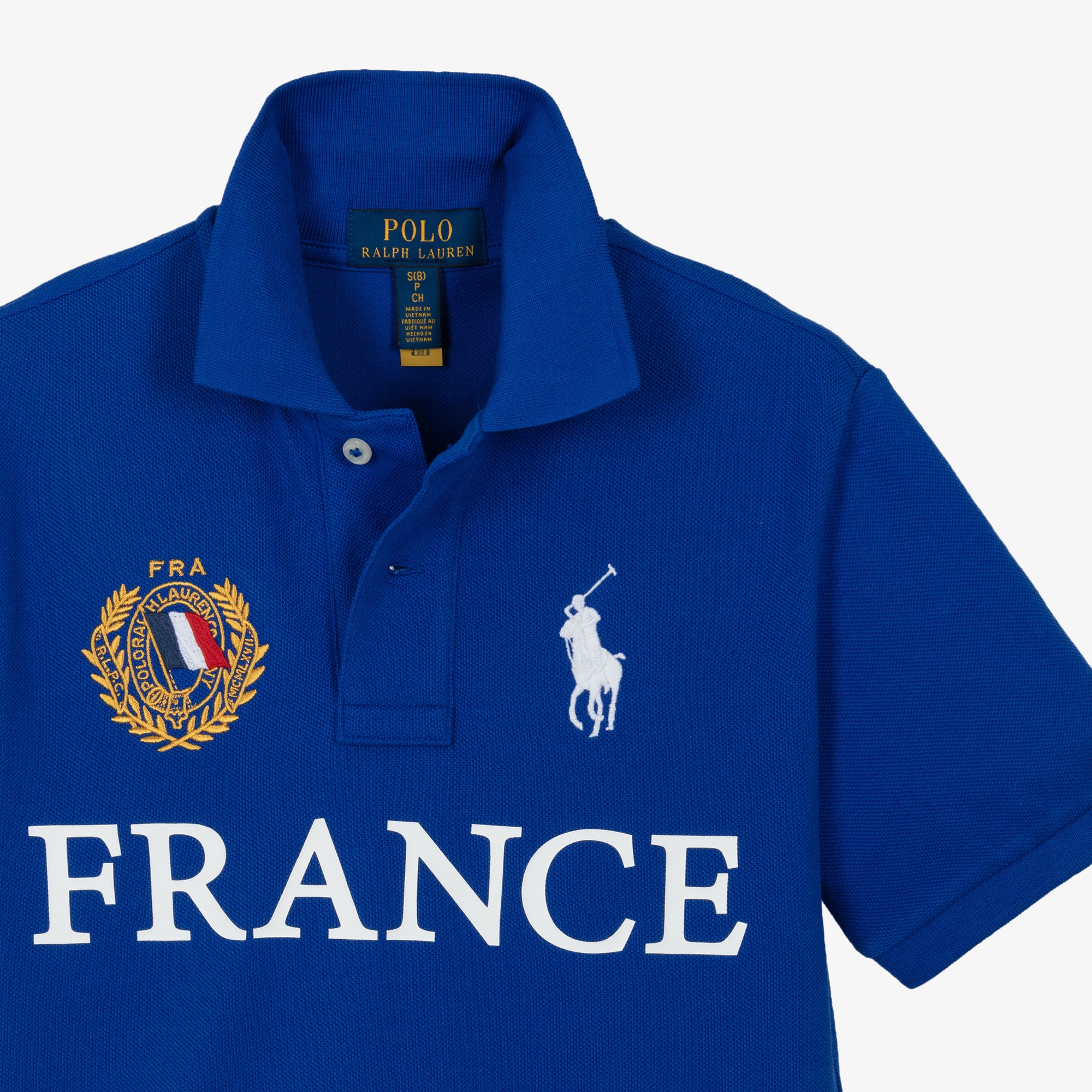 Boys Blue Cotton Piqué France Polo Shirt - View 3