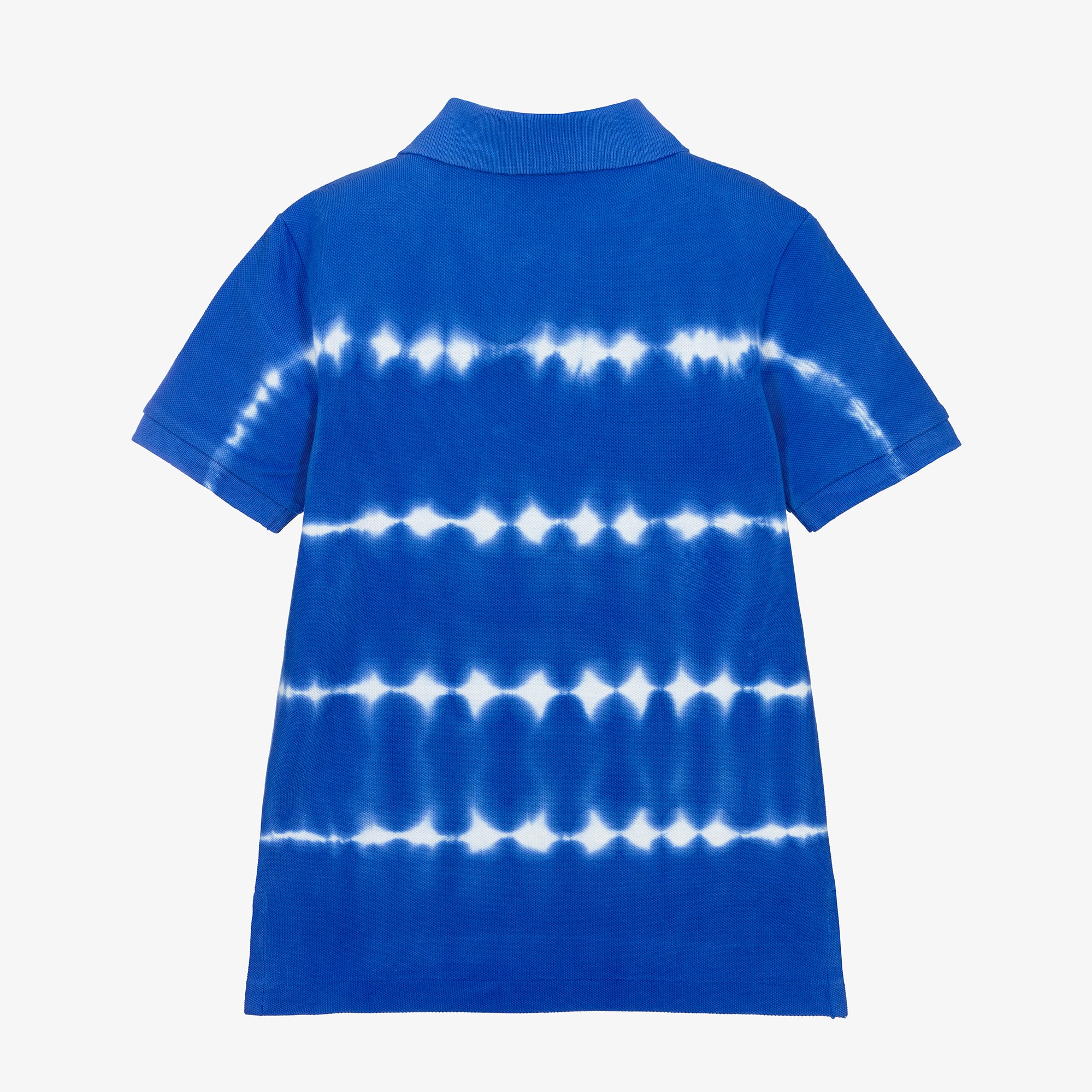 Boys Blue Tie-Dye Print Polo Shirt - View 2