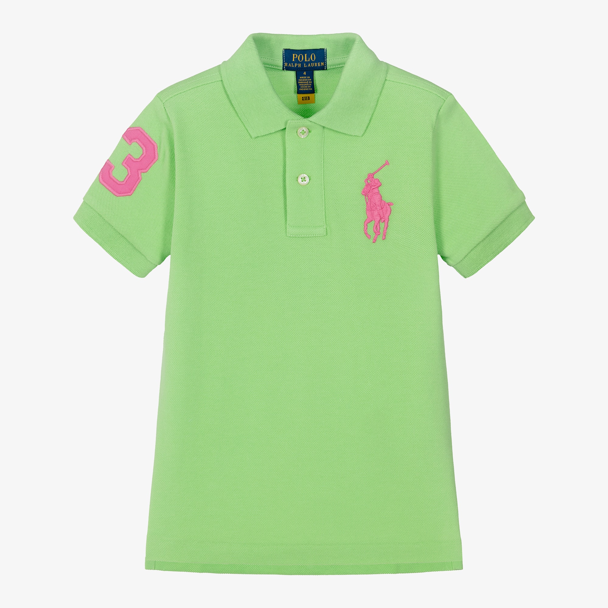 Boys Green Big Pony Cotton Piqué Polo Shirt - View 1