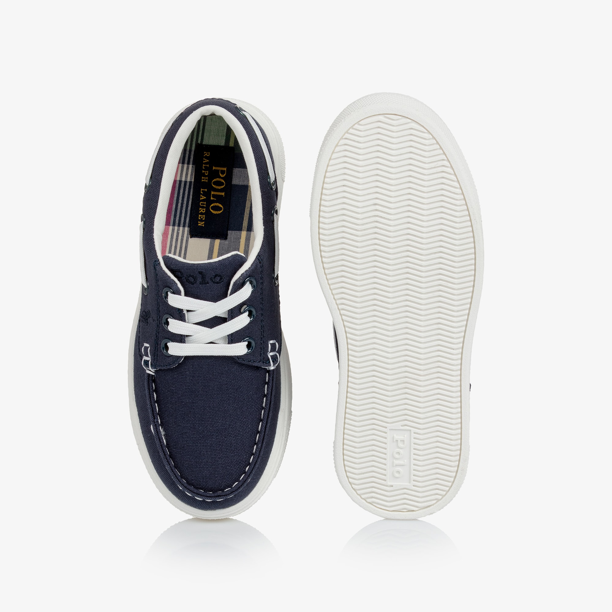 Boys Navy Blue Canvas Lace-Up Deck Shoes - View 3