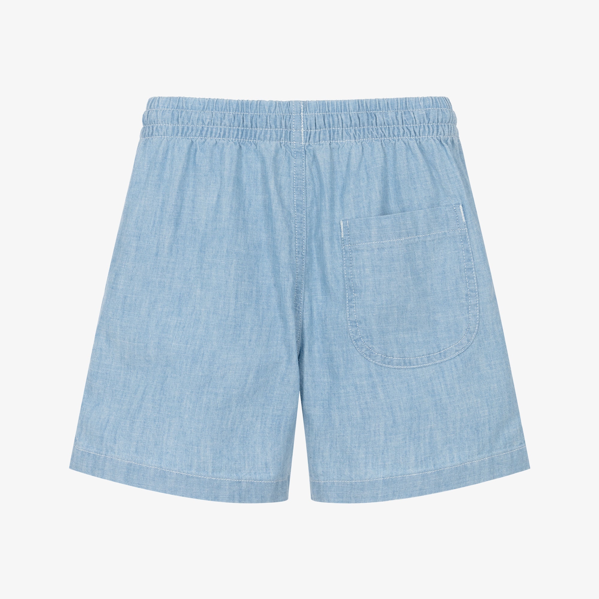 Girls Light Blue Chambray Shorts with Pony Logo Embroidery - View 2