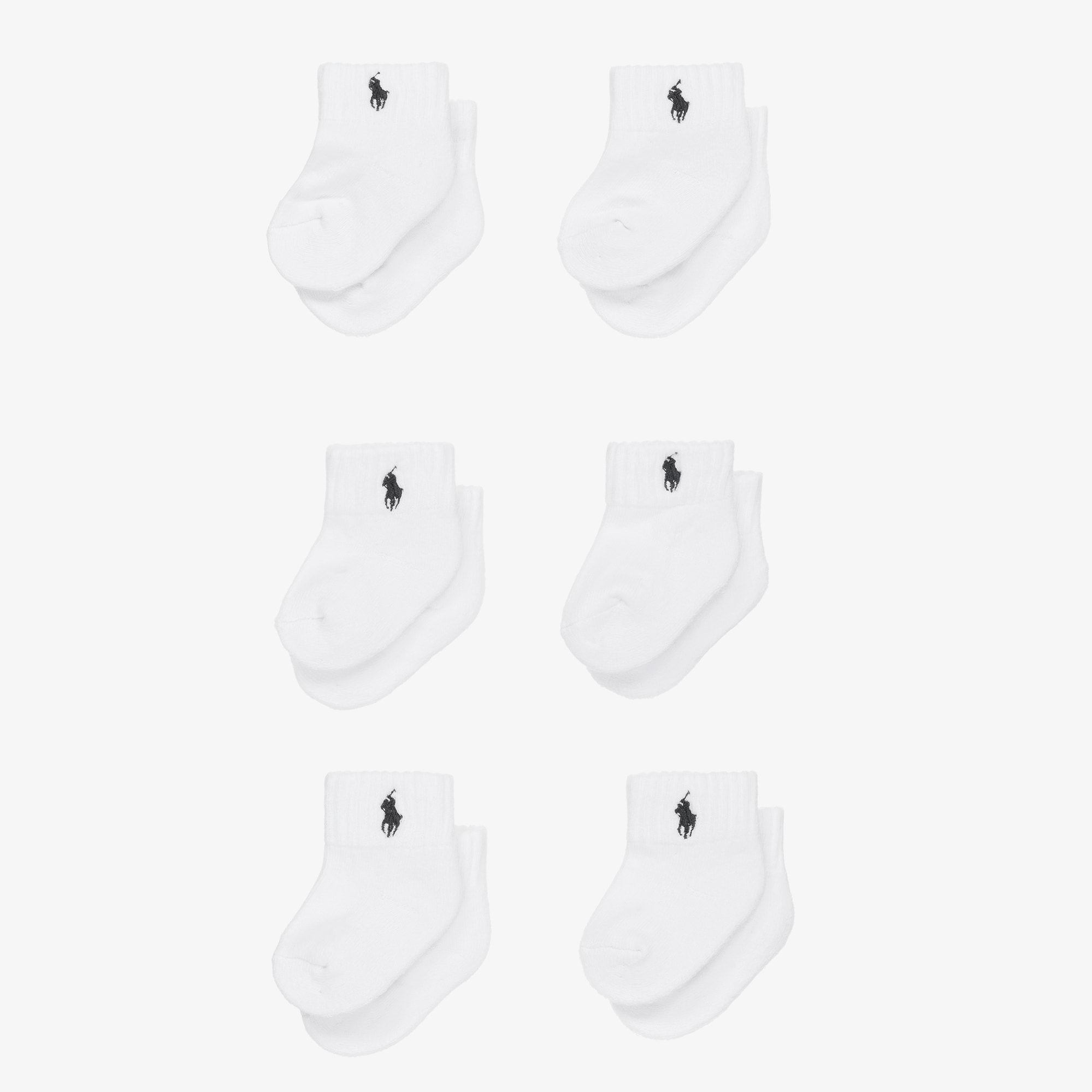 White Cotton Baby Socks with Pony Logo (6 Pack) - View 2