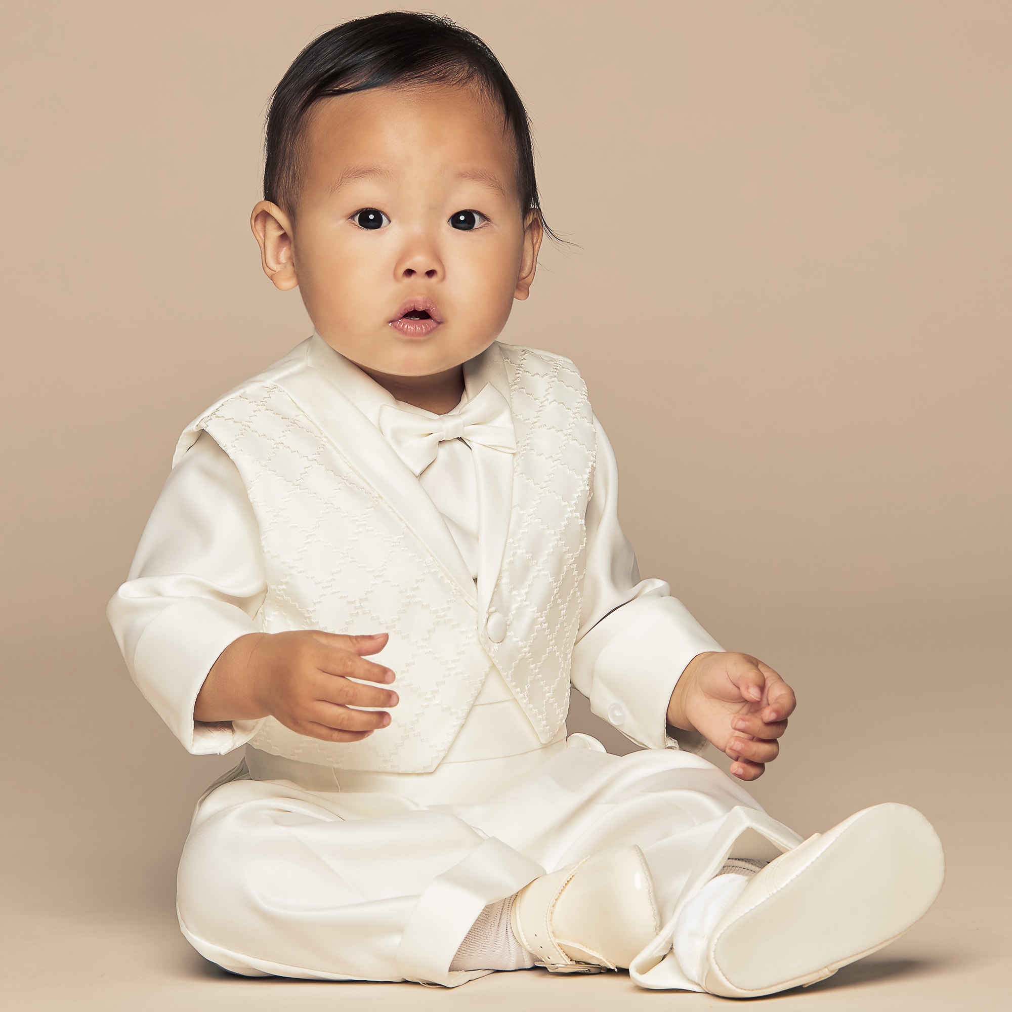 Baby Boys Ivory Tuxedo Suit - View 2