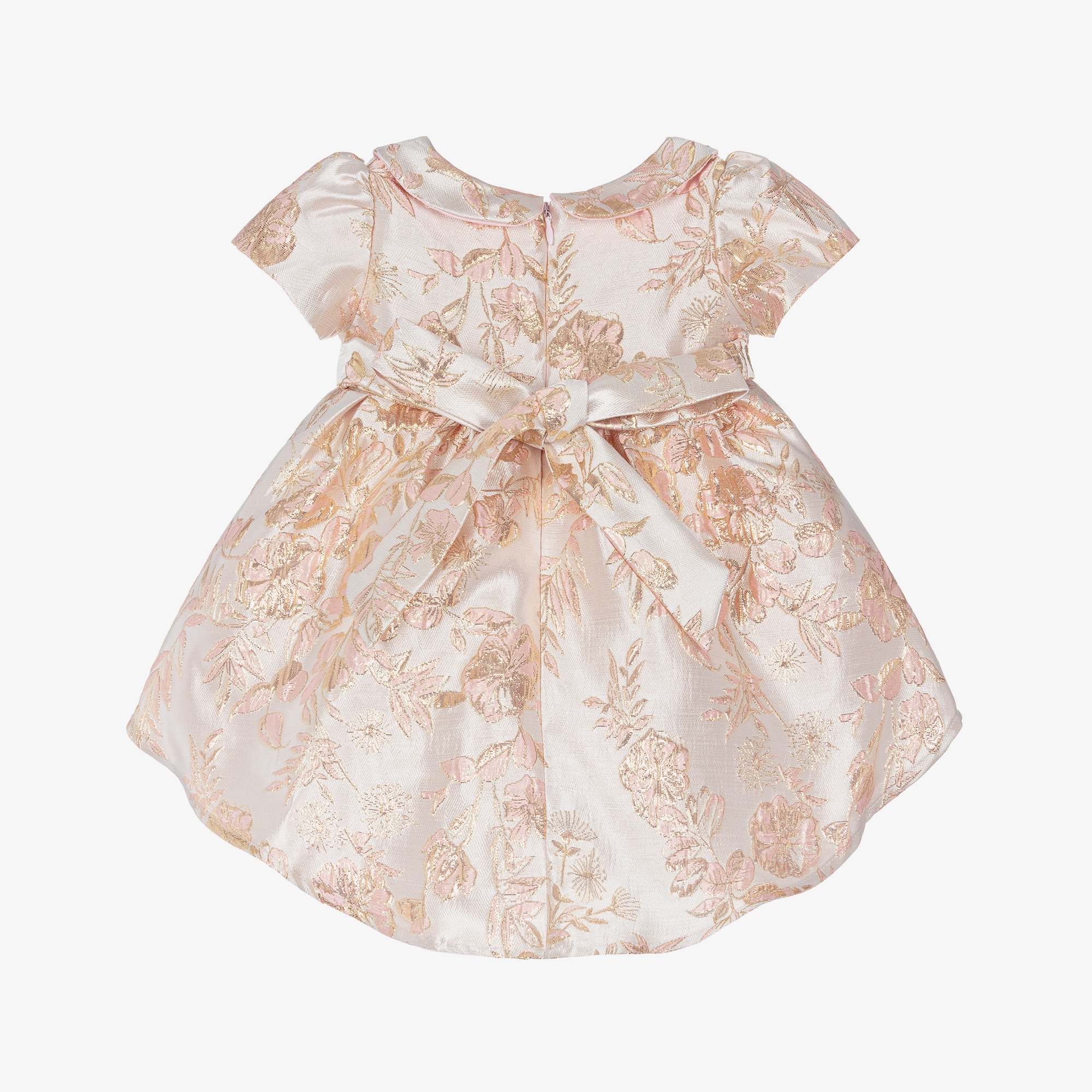 Baby Girls Ivory & Gold Brocade Dress - View 2