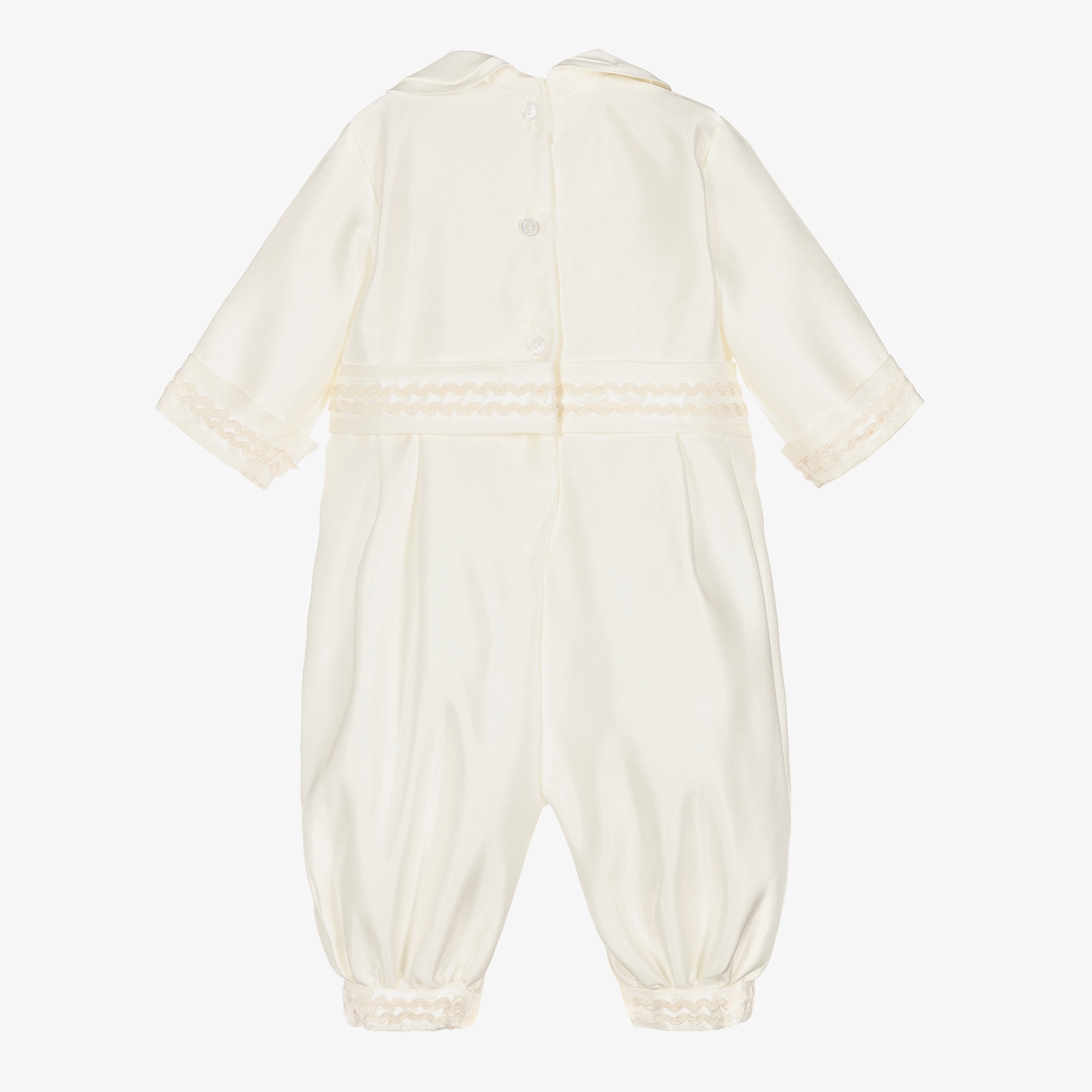 Boys Ivory Satin Babysuit Set - View 6