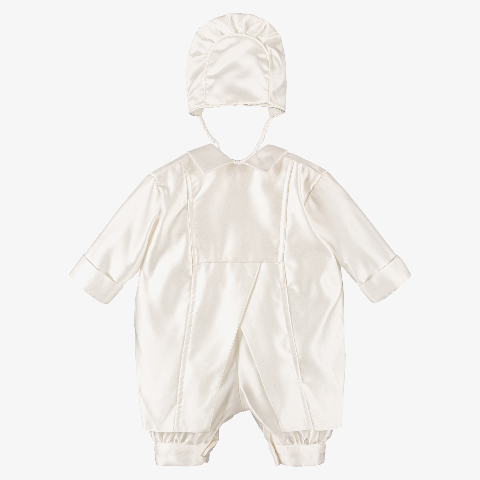 Boys Ivory Satin Babysuit Set - View 2