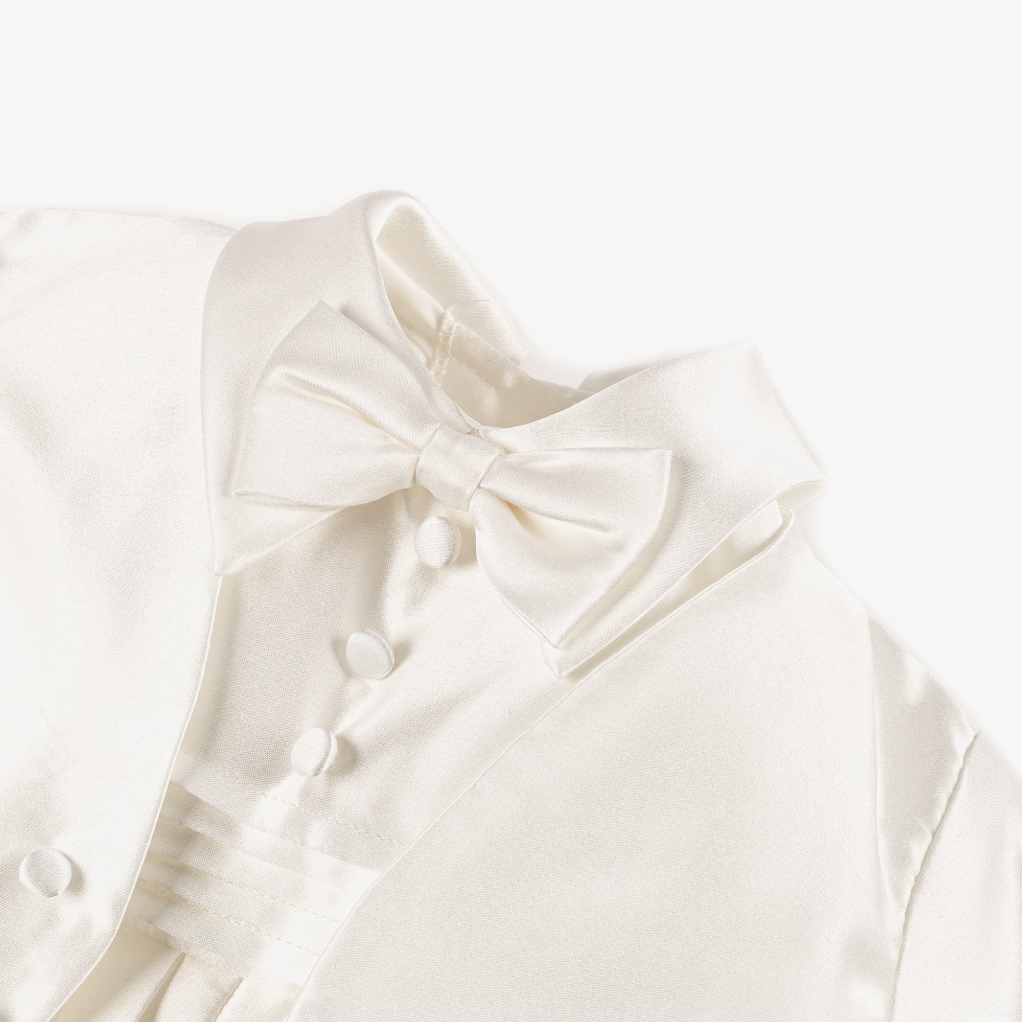 Boys Ivory Satin Babysuit Set - View 4