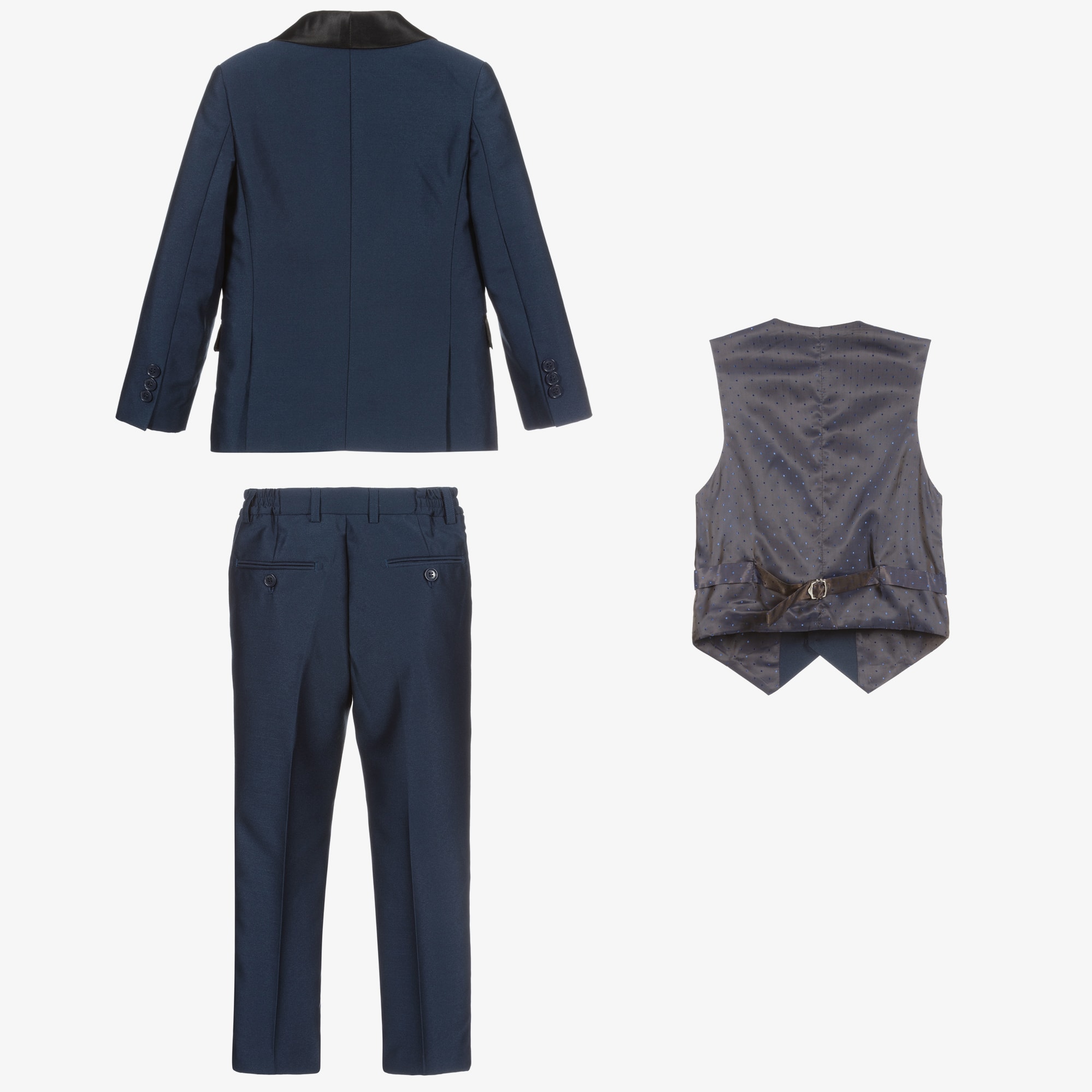 Boys Navy Blue Satin Suit - View 4