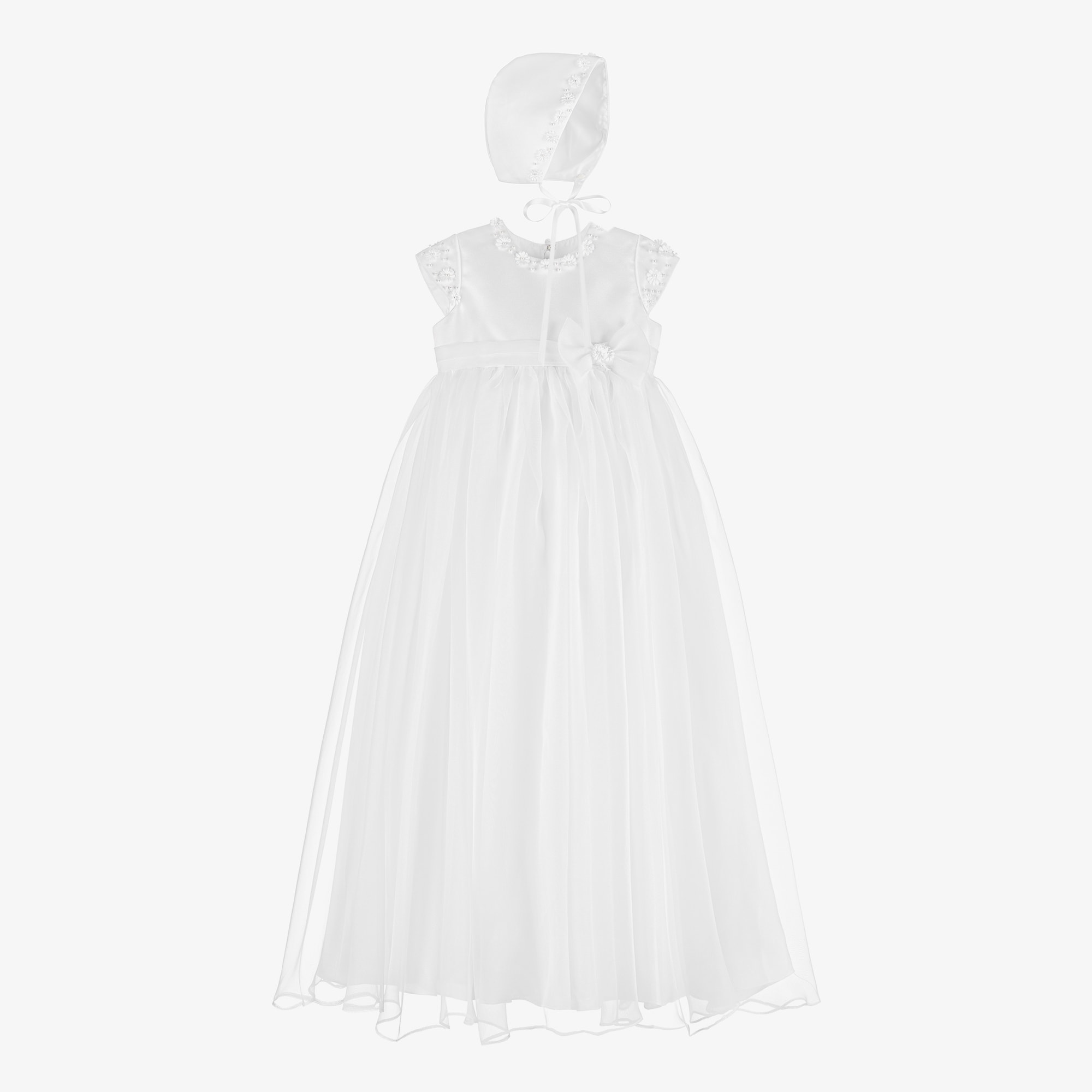 Baby Girls White Chiffon Ceremony Gown Set - View 1