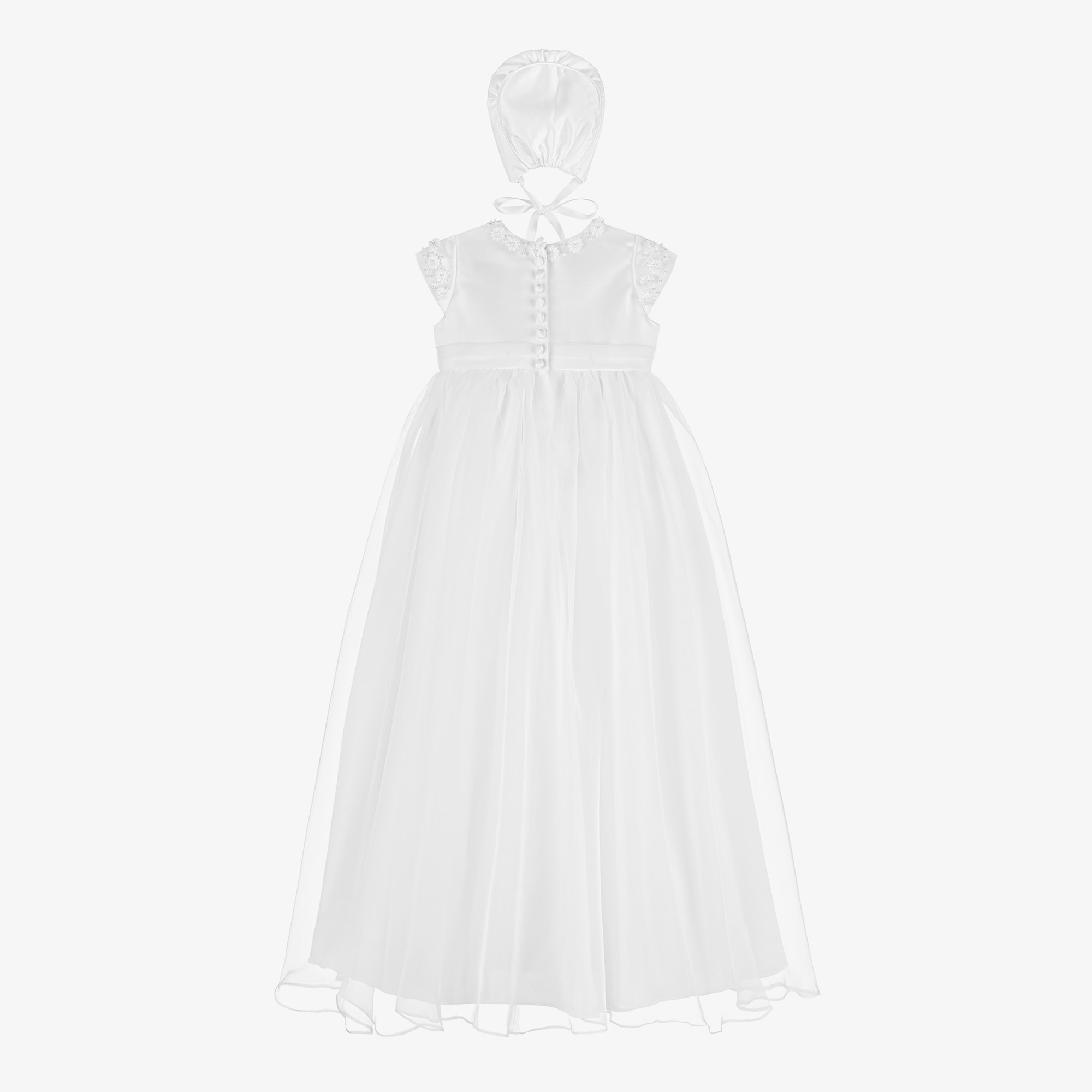 Baby Girls White Chiffon Ceremony Gown Set - View 2