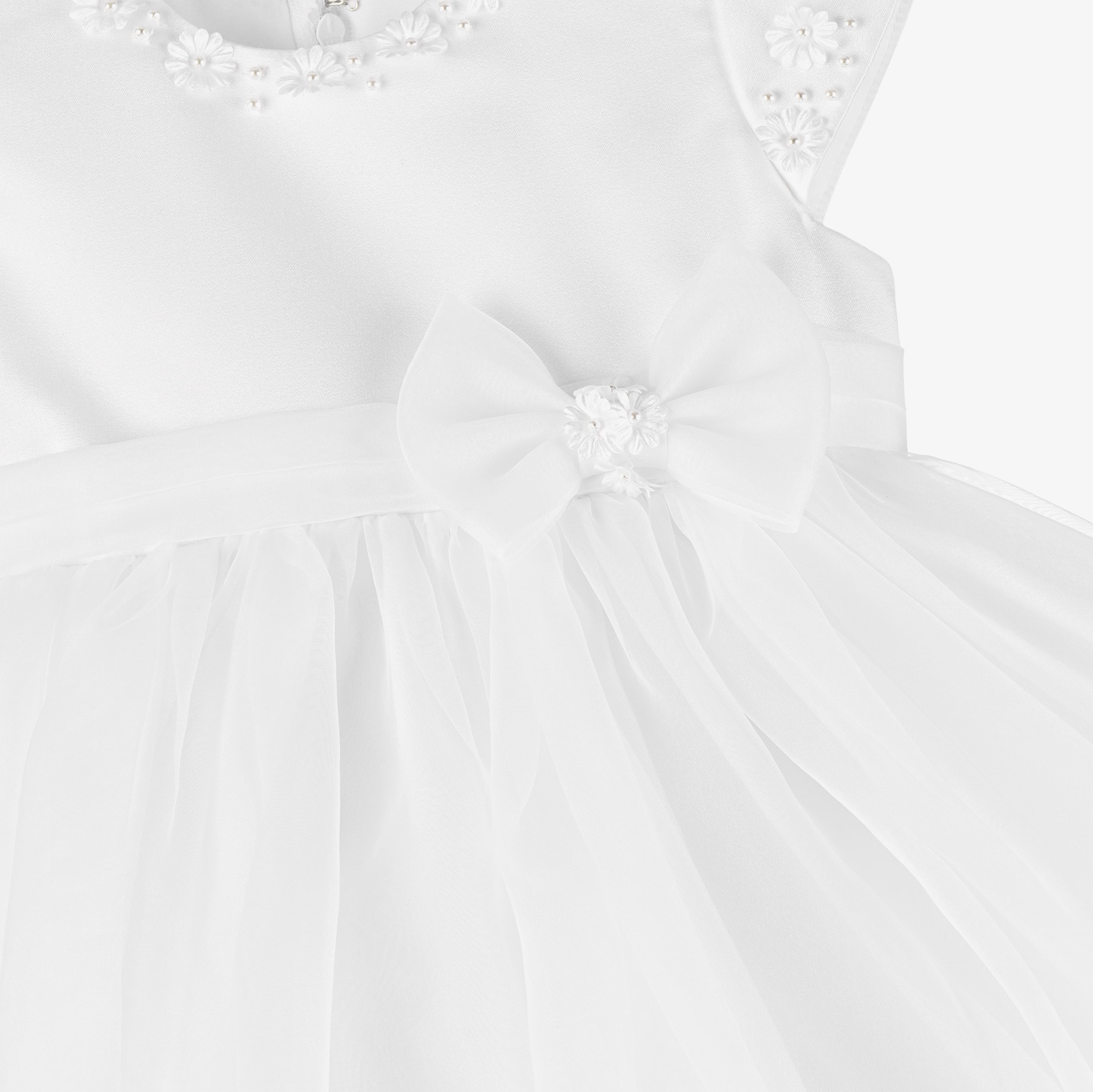 Baby Girls White Chiffon Ceremony Gown Set - View 3