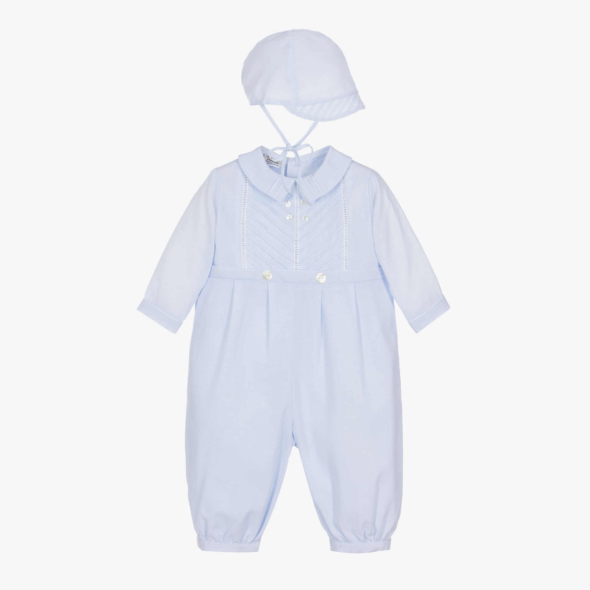 Boys Blue Cotton Babysuit Set - View 1