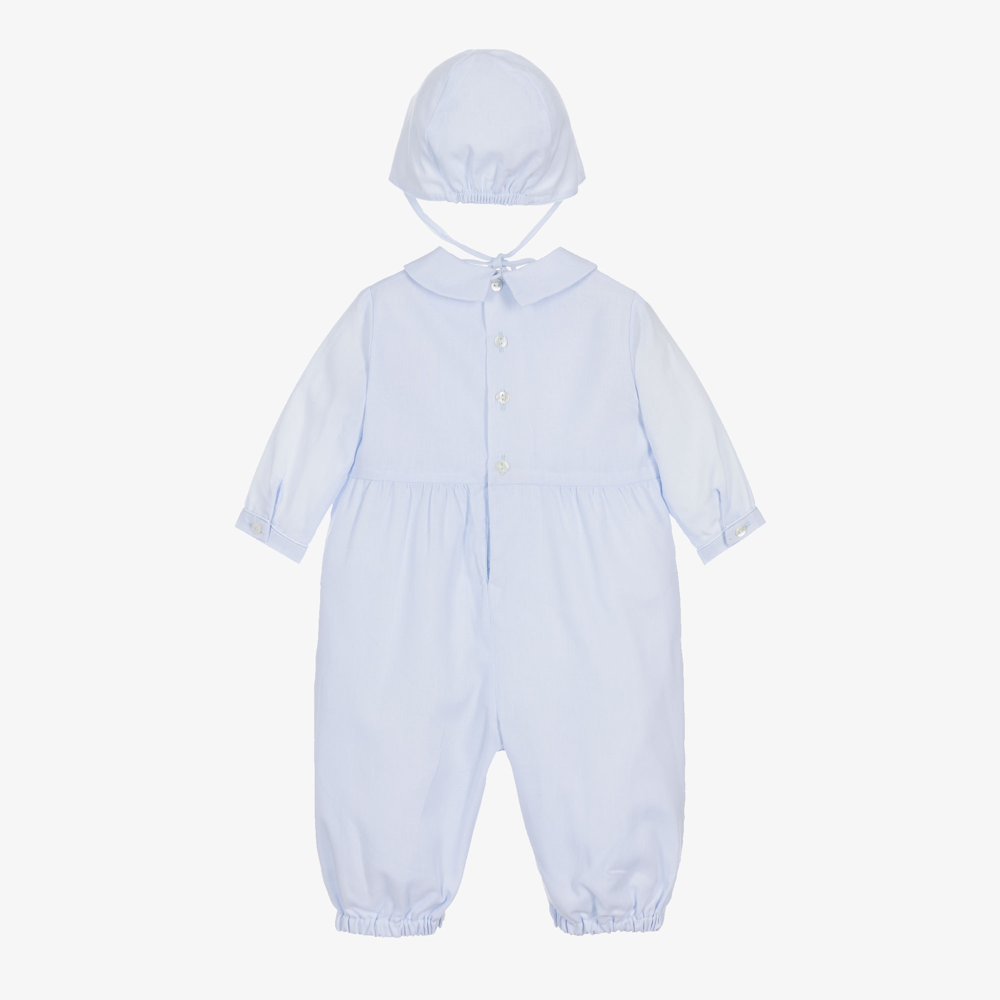 Boys Blue Cotton Babysuit Set - View 3