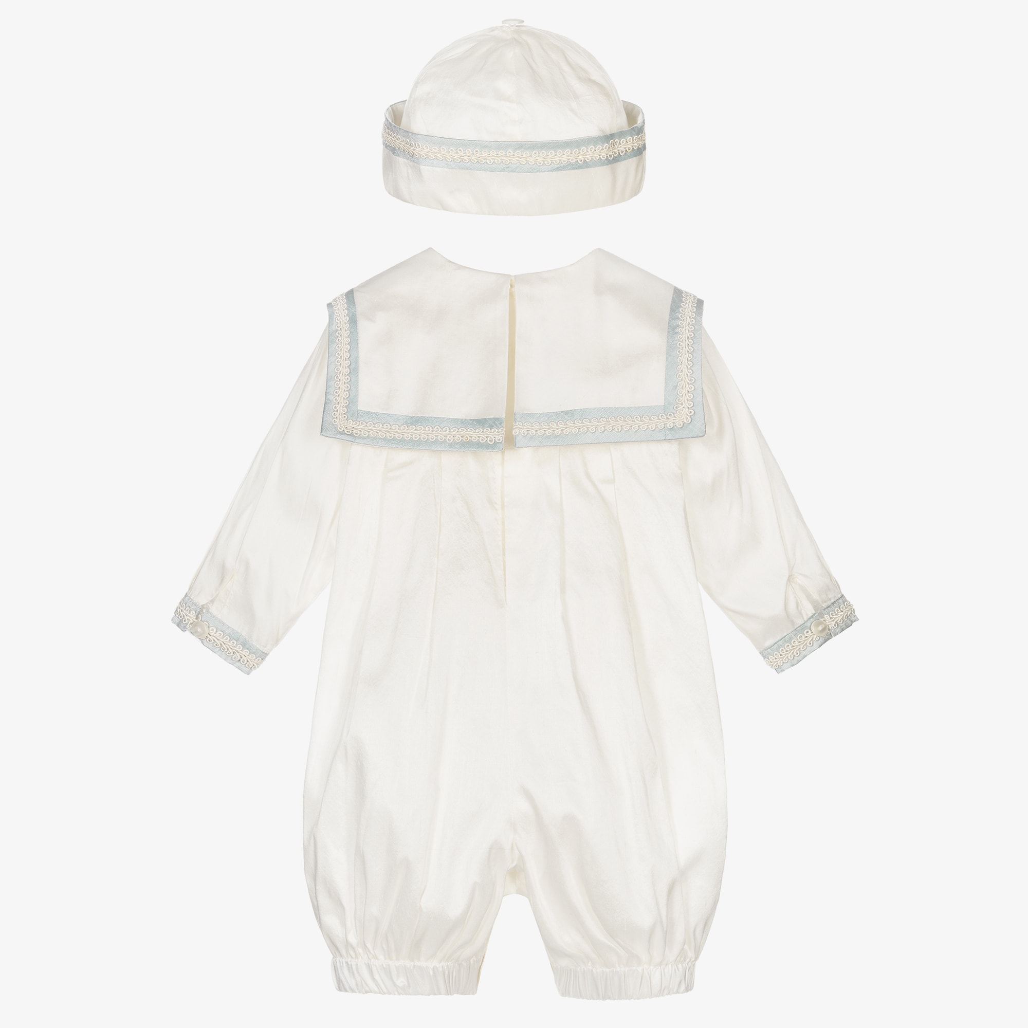 Boys Ivory Silk Babysuit Set - View 3