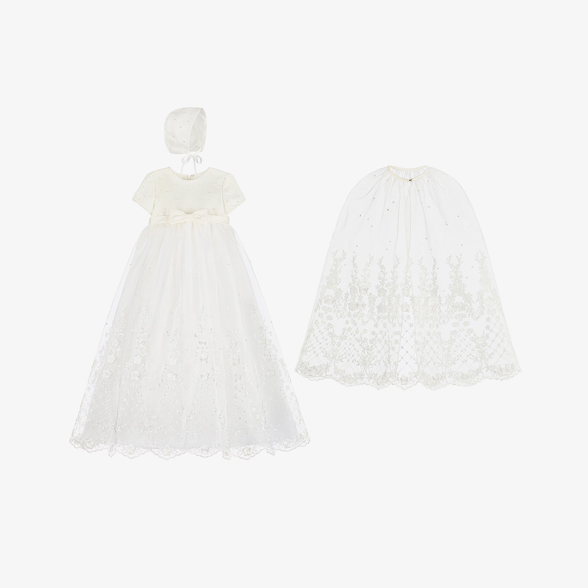 Girls Ivory Organza & Satin Ceremony Gown Set - View 3