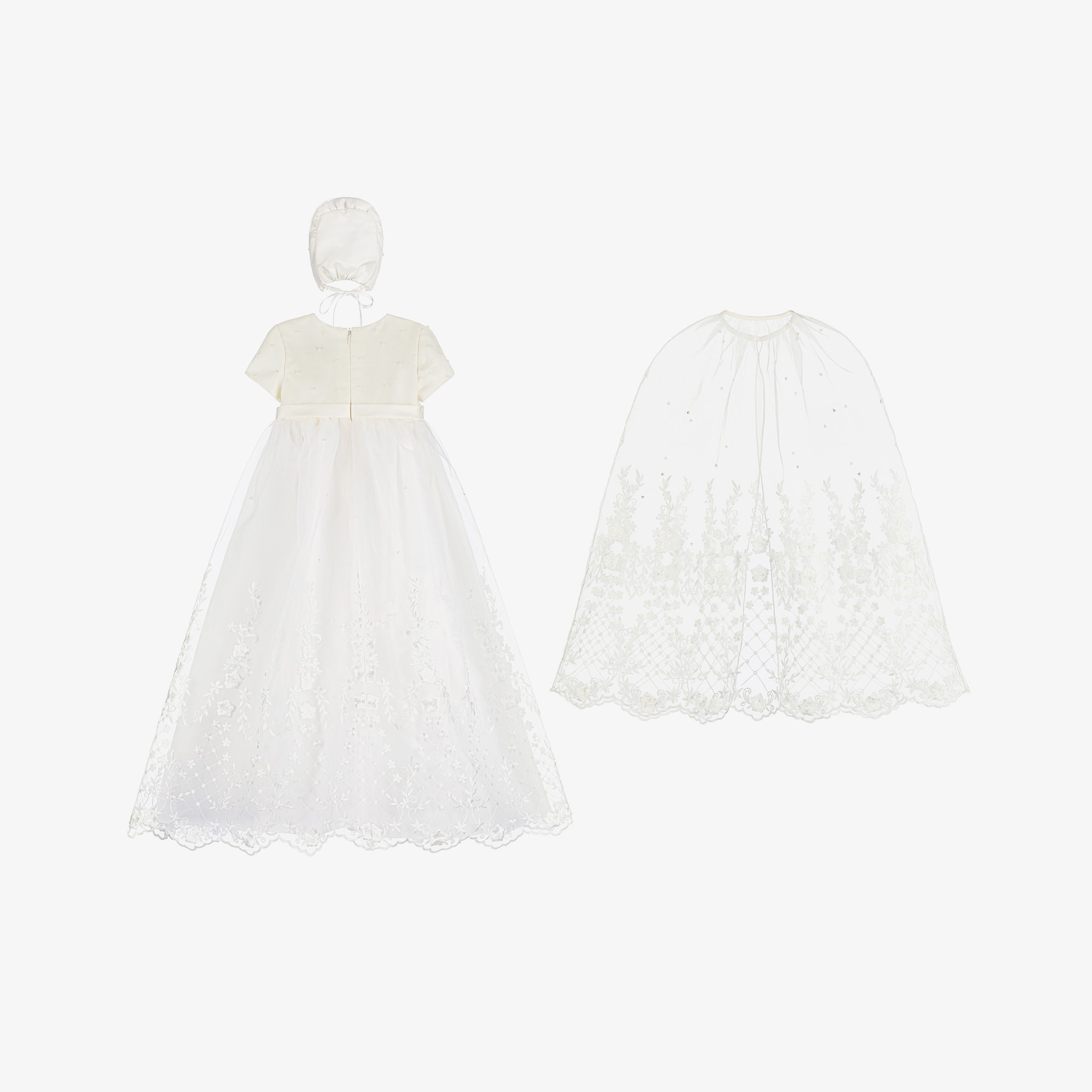 Girls Ivory Organza & Satin Ceremony Gown Set - View 4