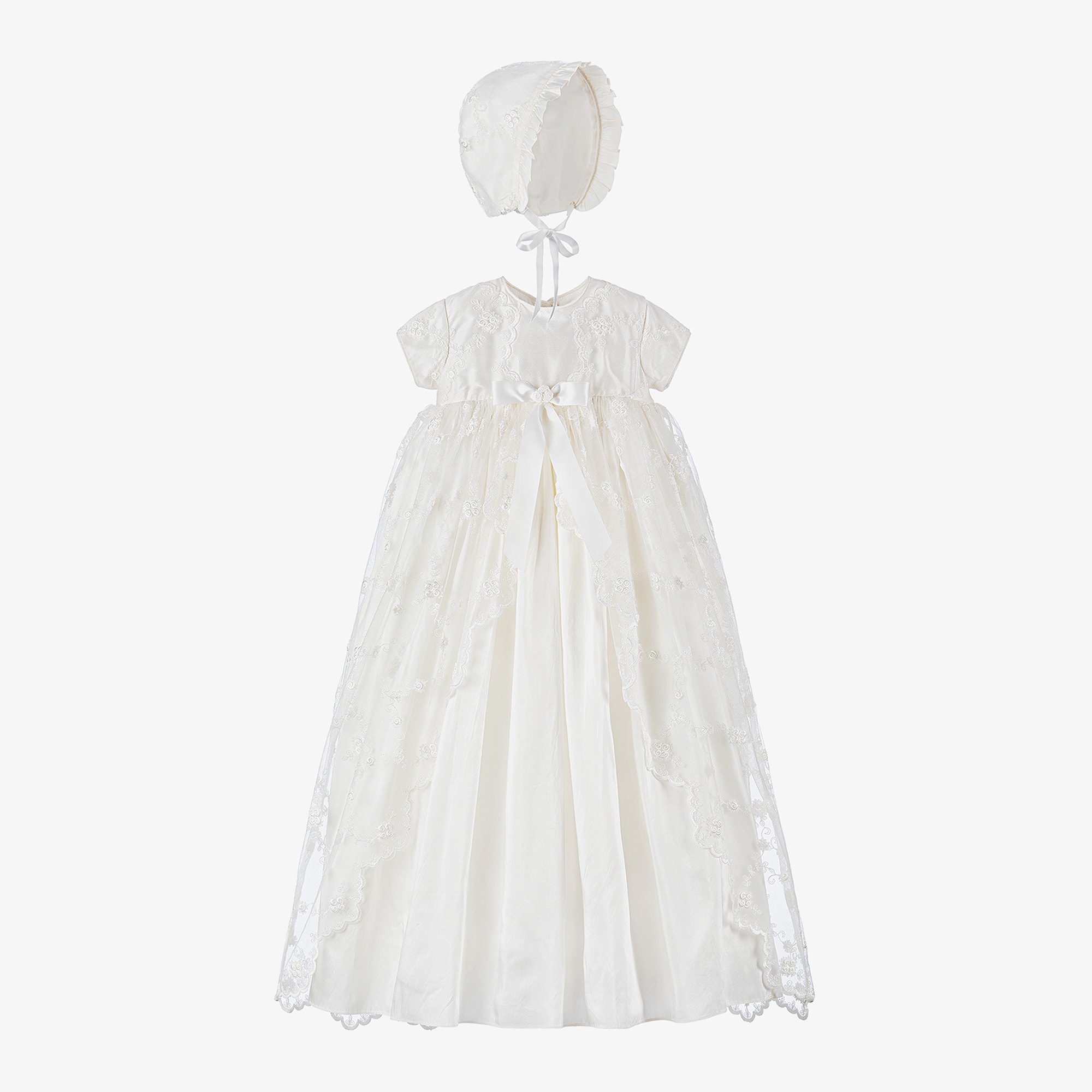 Ivory Silk & Lace Ceremony Gown Set - View 1