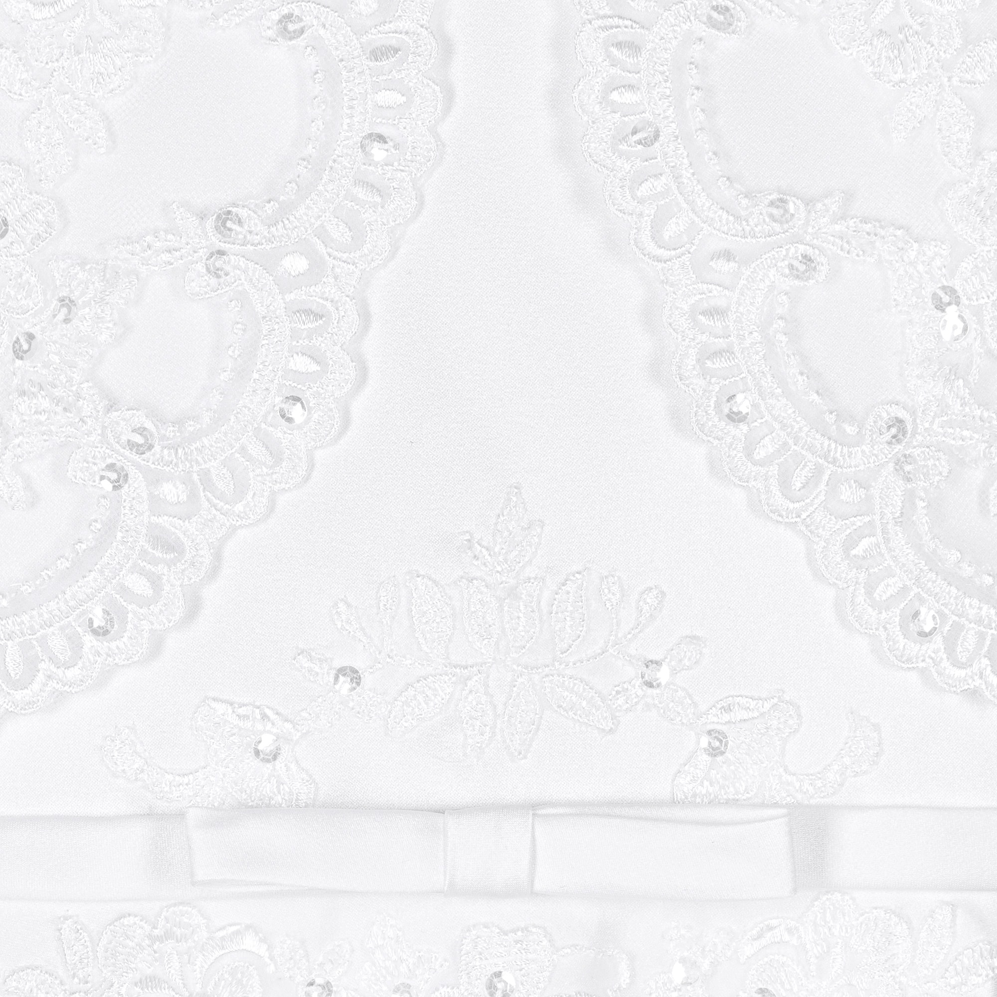 White Satin & Embroidered Tulle Communion Dress - View 4