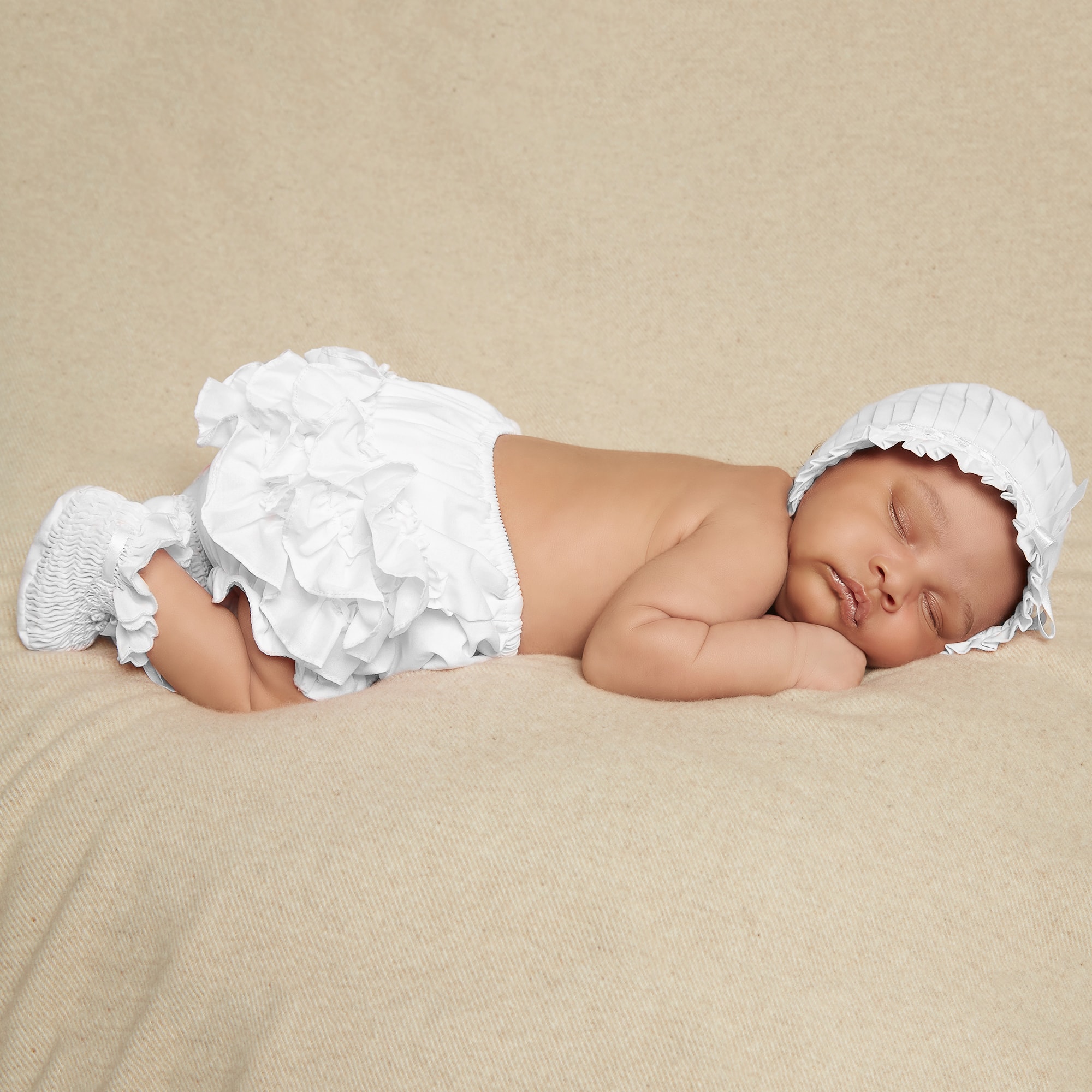 White Smocked Baby Girls Booties - View 2