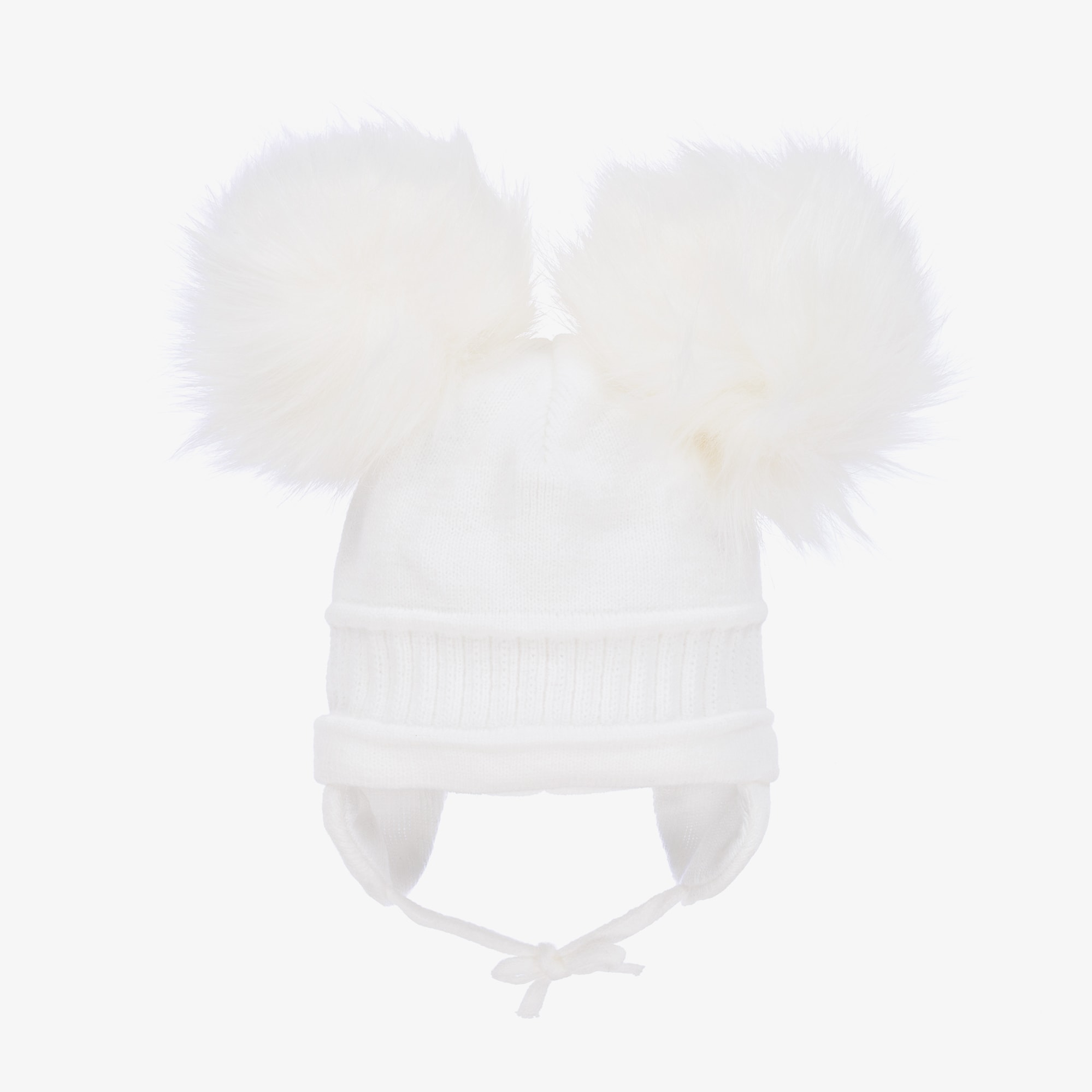 White Tindra Double Pom-Pom Hat - View 1