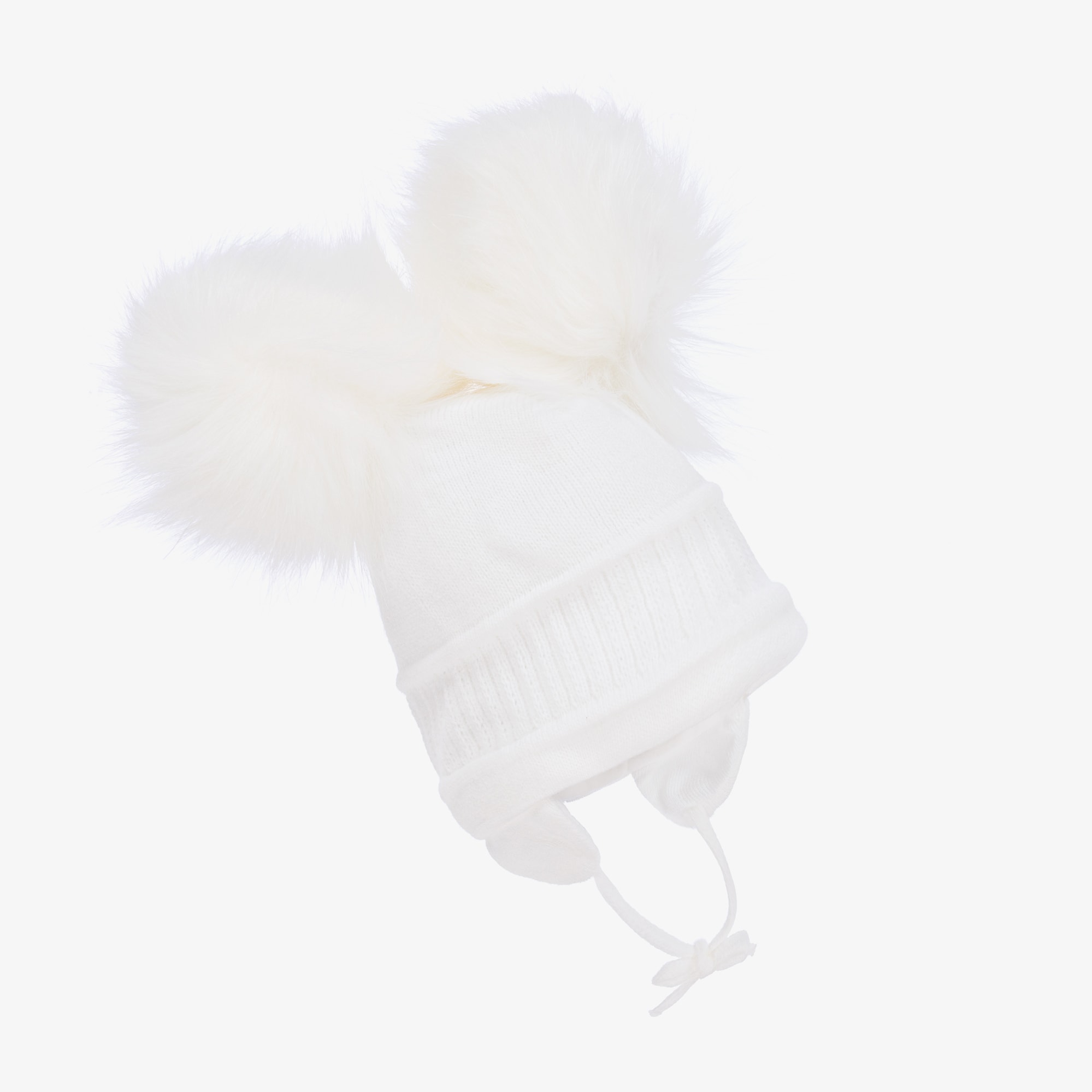 White Tindra Double Pom-Pom Hat - View 3