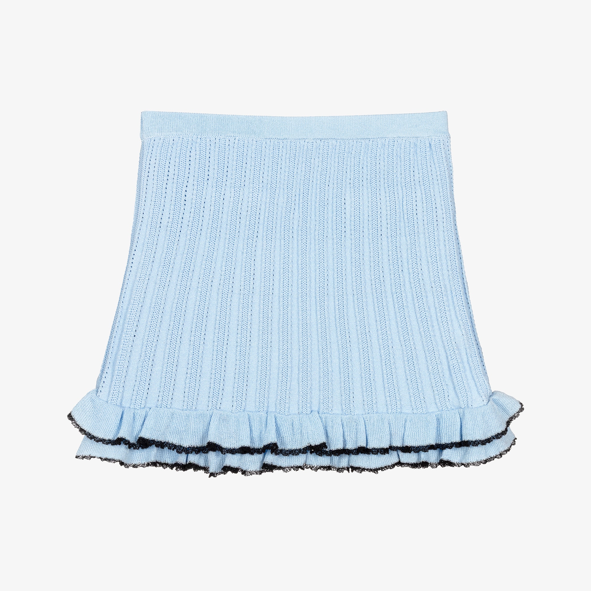 Girls Pale Blue Pointelle Knitted Skirt - View 2