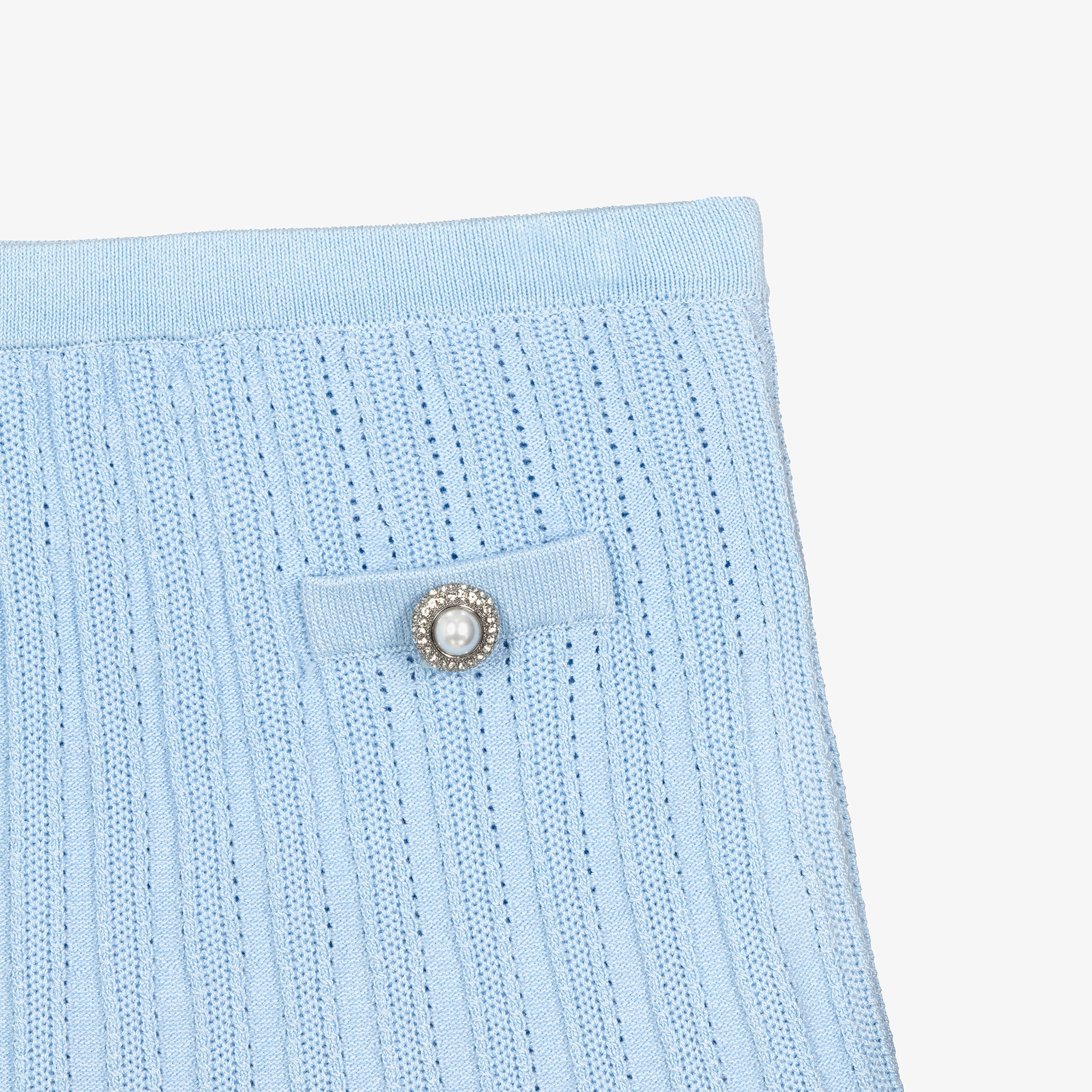 Girls Pale Blue Pointelle Knitted Skirt - View 3