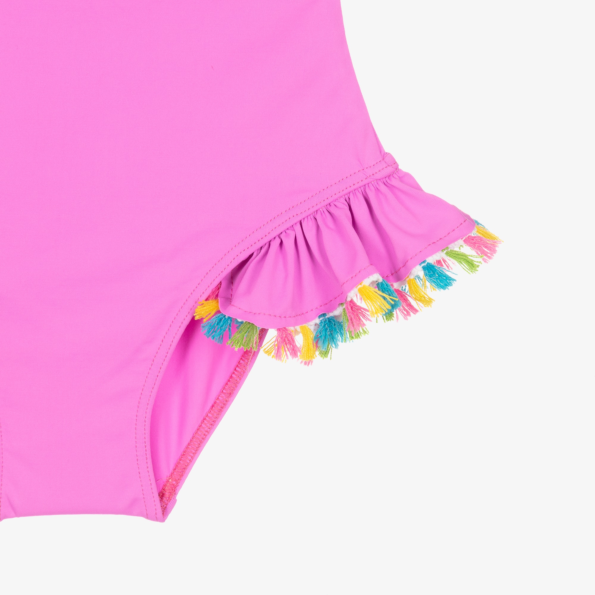 Girls Pink Ruffle Swimsuit with Colourful Tassels - View 4