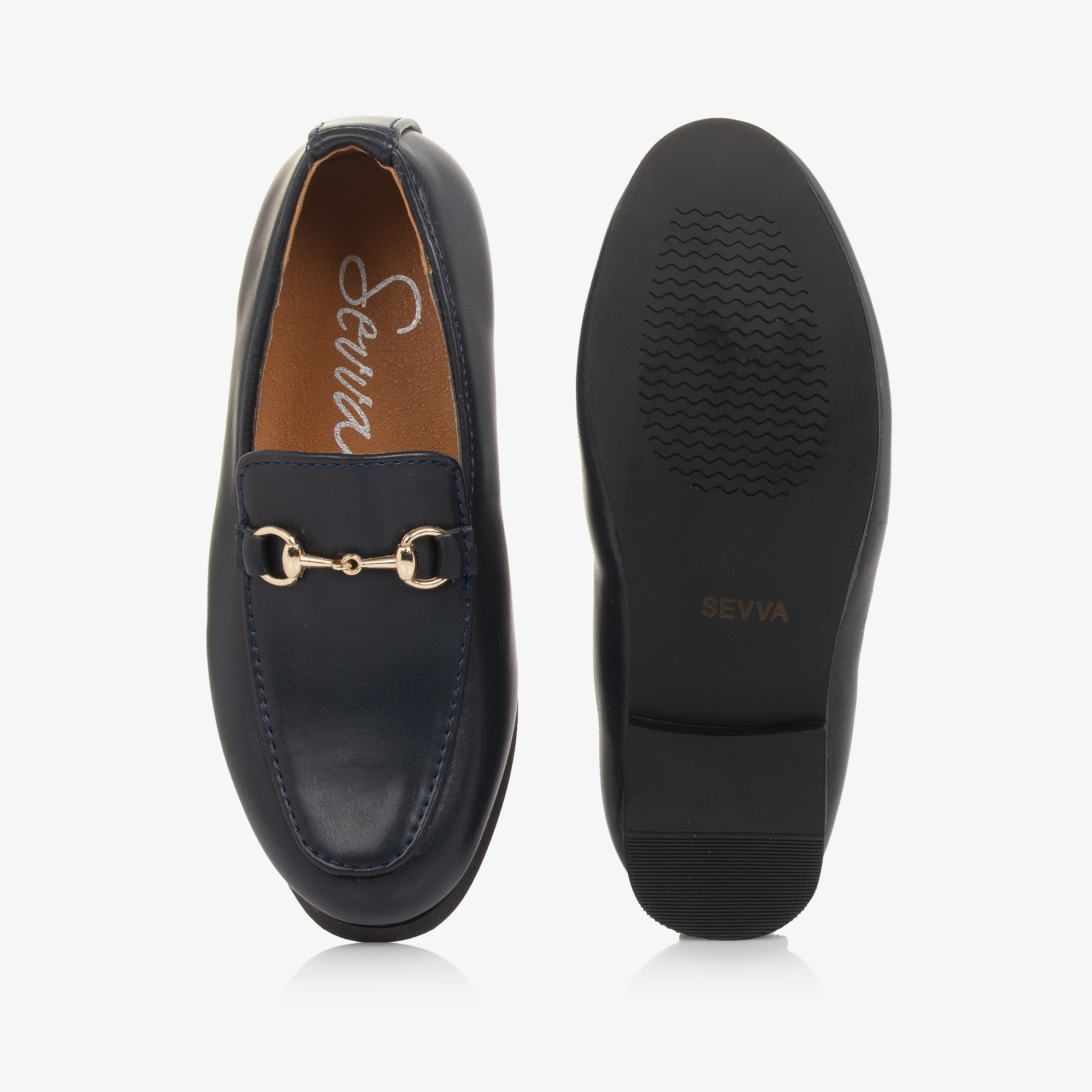Boys Black Faux Leather Horsebit Loafers - View 3
