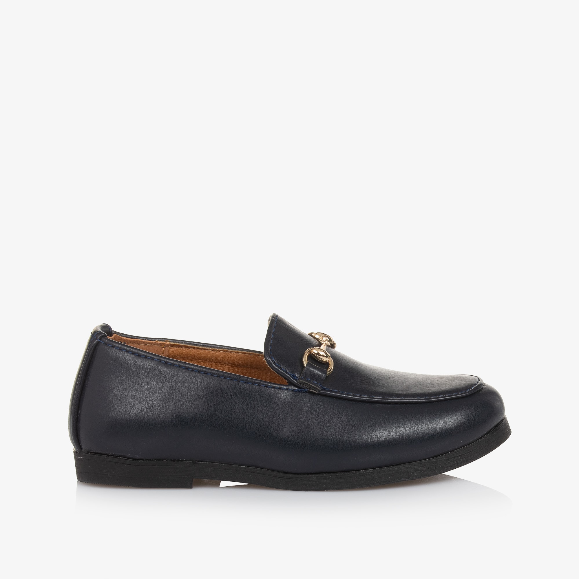Boys Black Faux Leather Horsebit Loafers - View 4