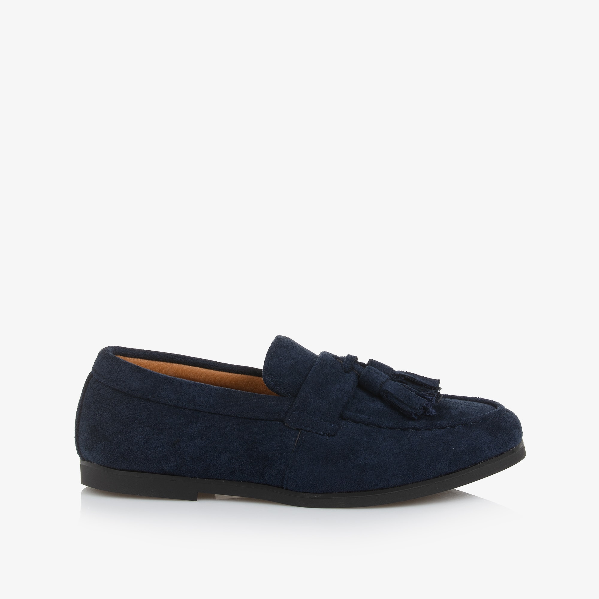 Boys Navy Blue Faux Suede Leather Tassel Loafers - View 5
