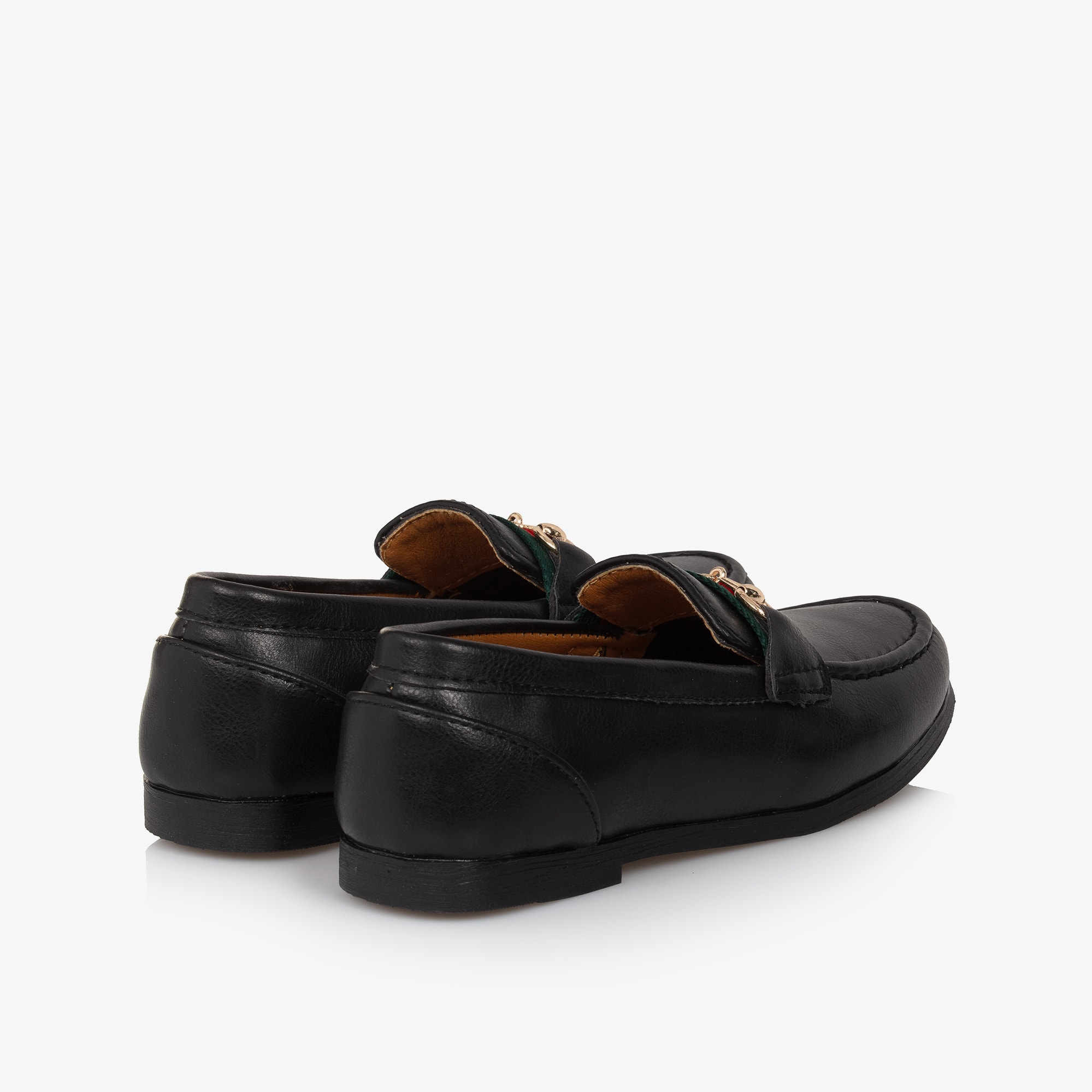 Boys Smart Blue Faux Leather Horsebit Loafers - View 2