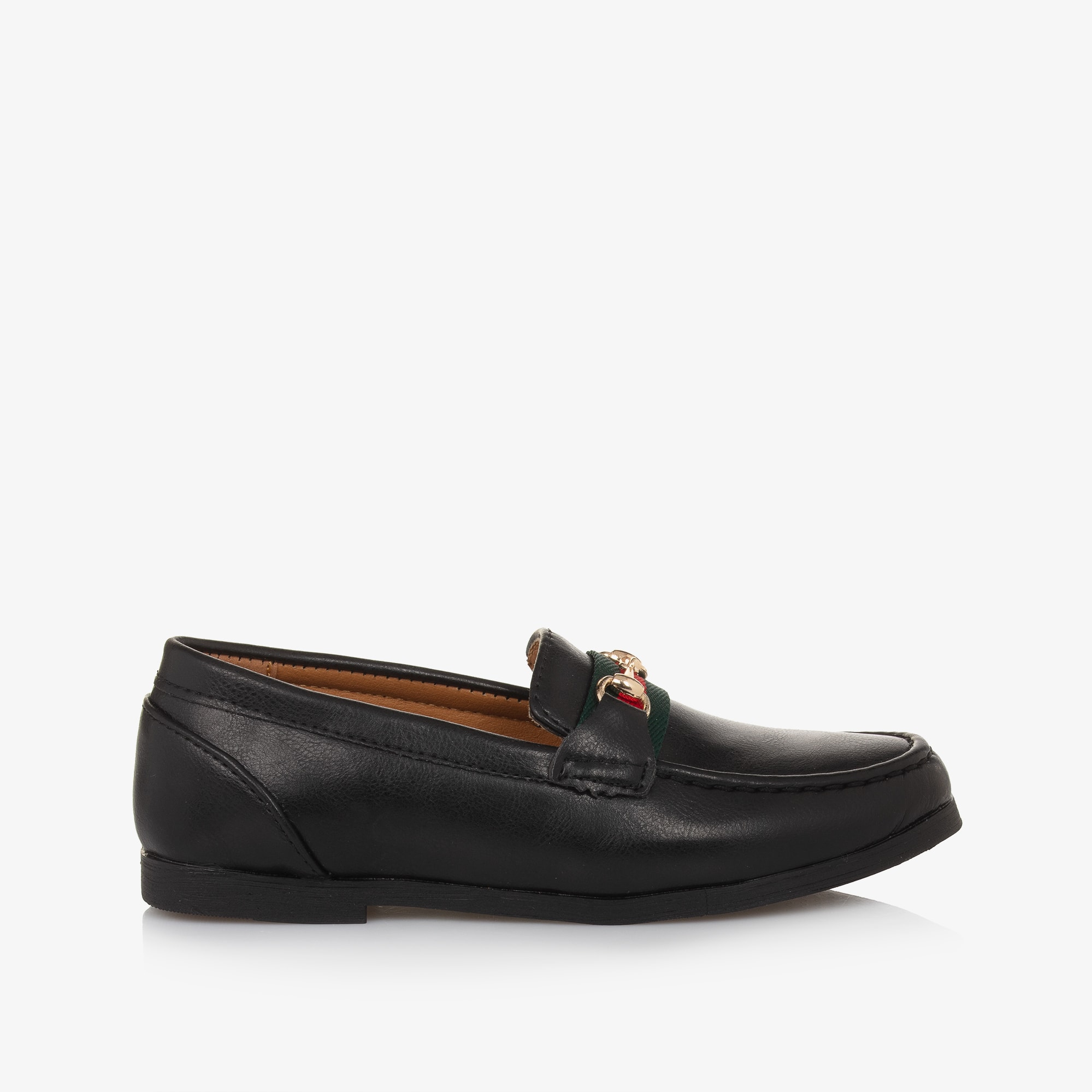 Boys Smart Blue Faux Leather Horsebit Loafers - View 4