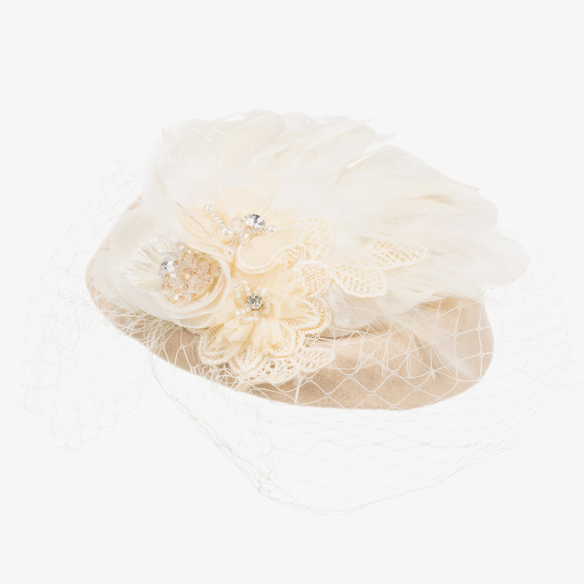 Beige & Ivory Occasion Hat - View 1