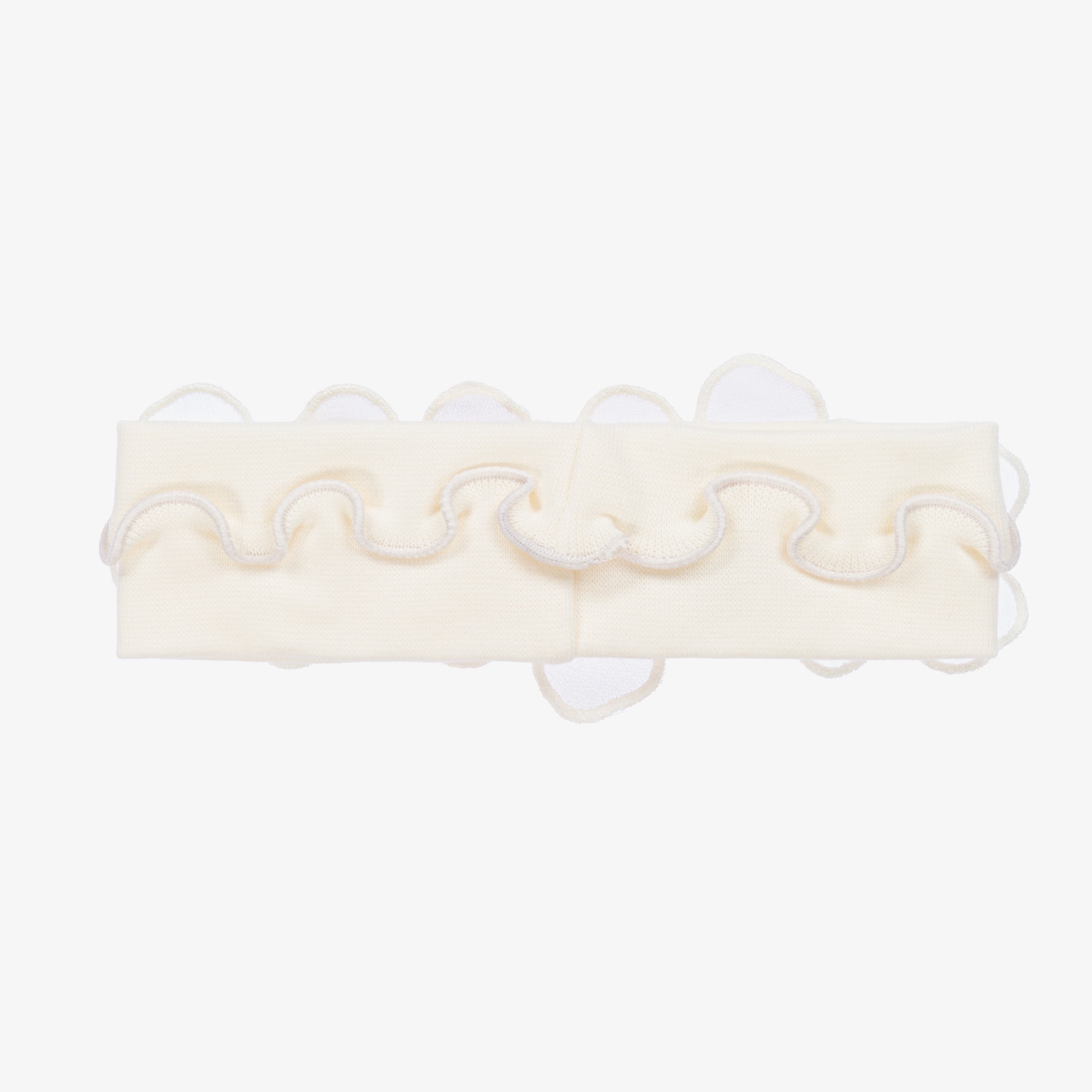 Baby Girls Ivory Headband with Organza Flowers - View 3