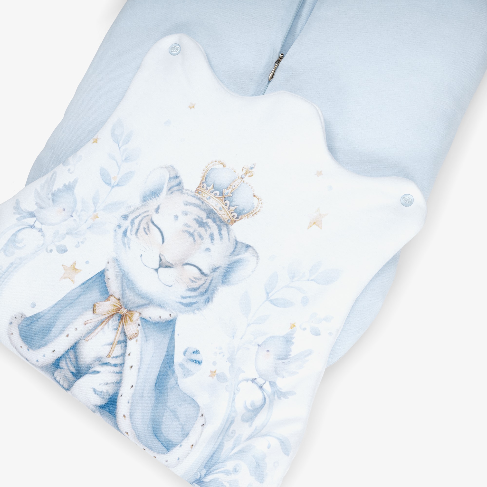 Blue & White Cotton Jersey Padded Tiger Print Nest (70cm) - View 5