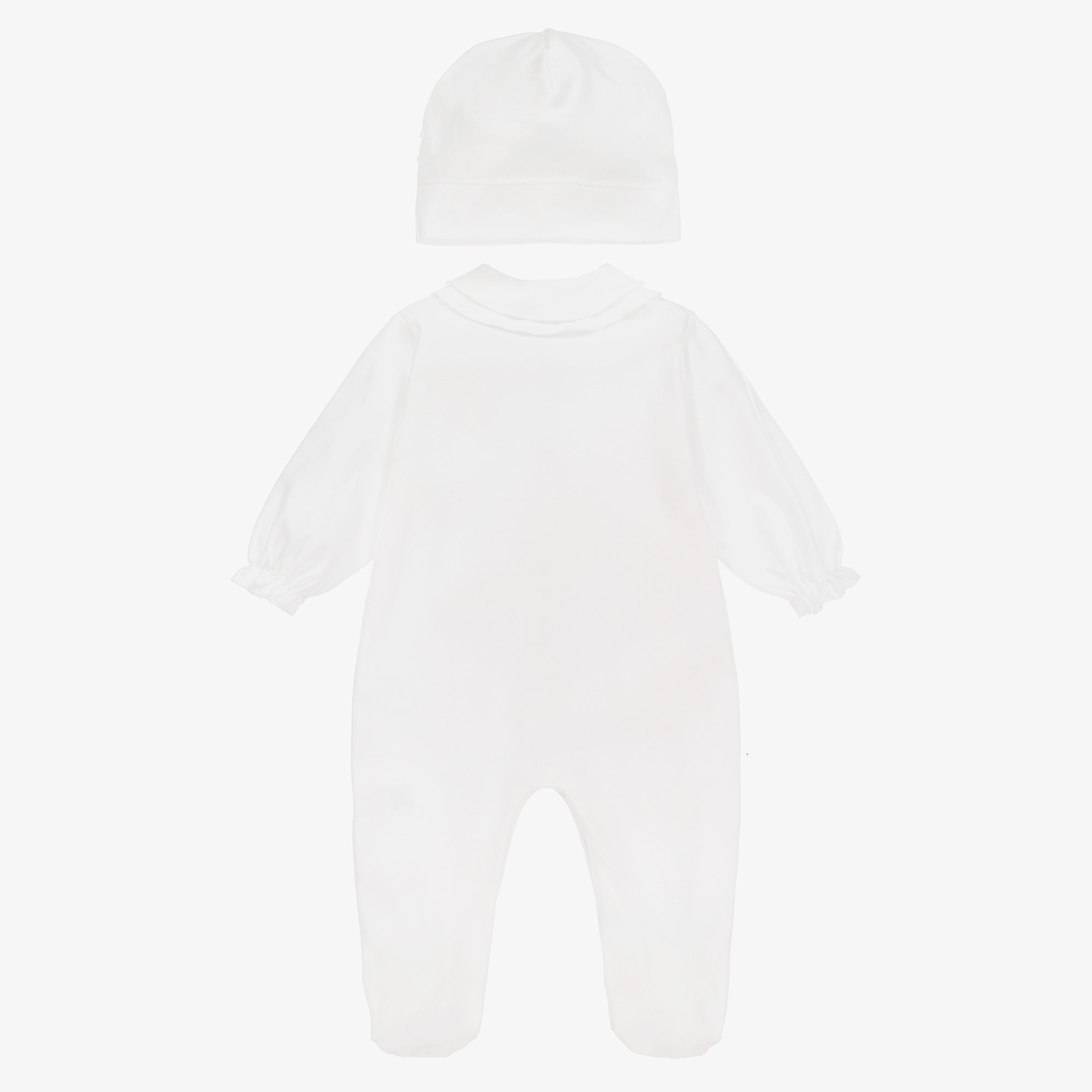 Girls Ivory Cotton Peacock Babysuit Set - View 3