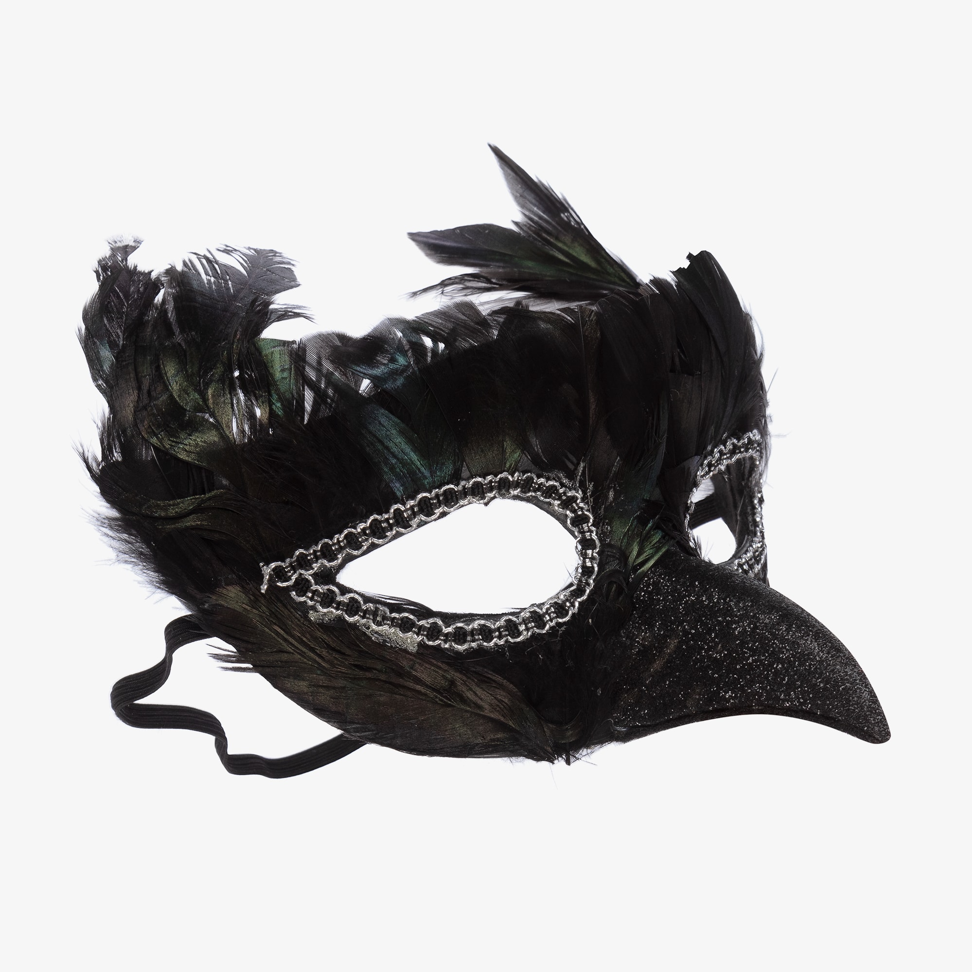 Black Feather Bird Mask - View 1
