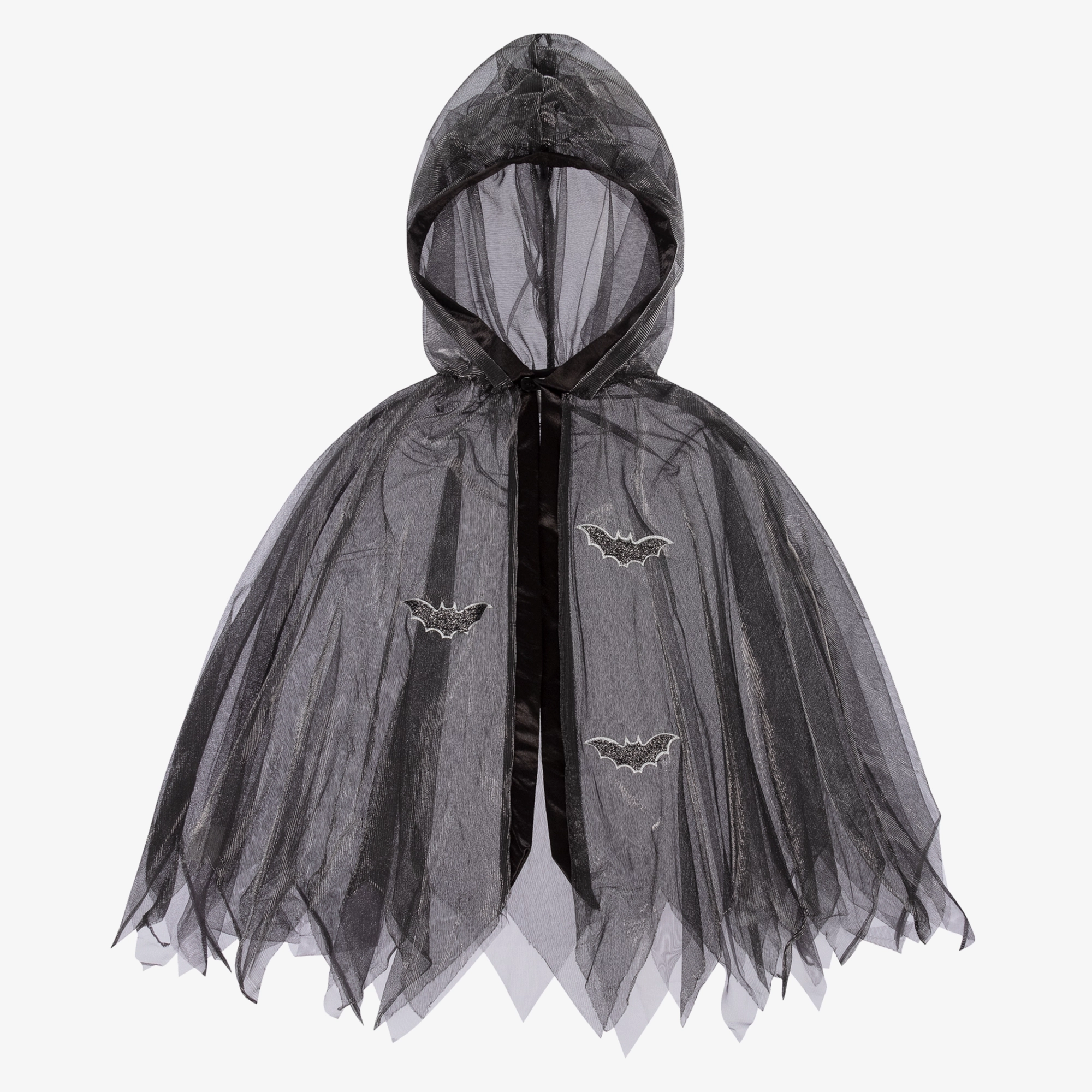 Black Glitter Bat Costume Cape - View 3