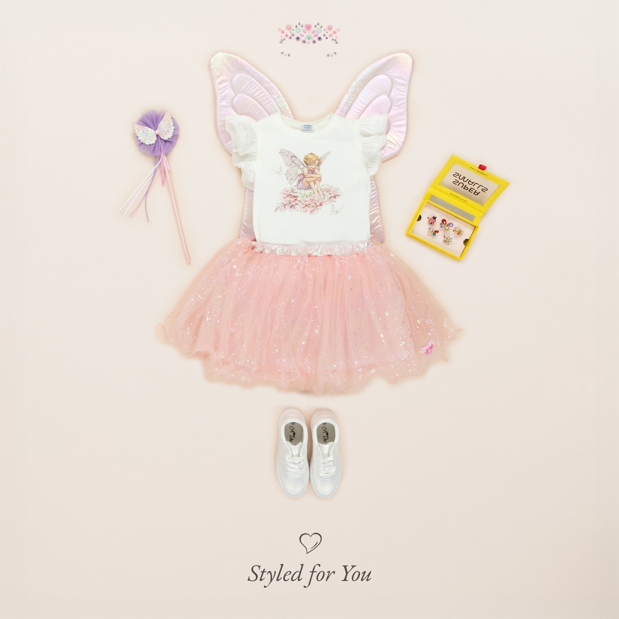 Girls Shimmering Pink Butterfly Wings - View 5