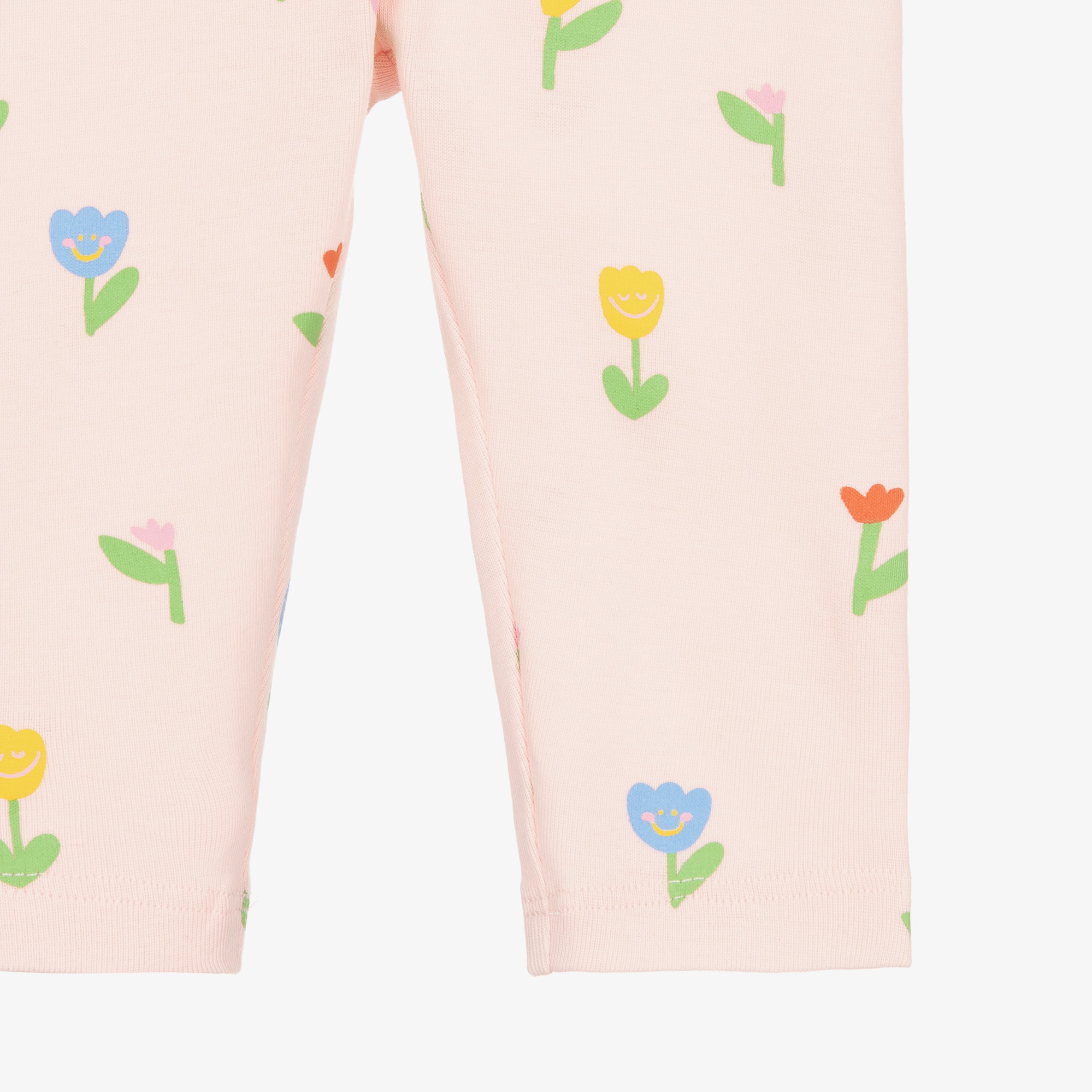 Baby Girls Pink Cotton Floral Pattern Leggings - View 3
