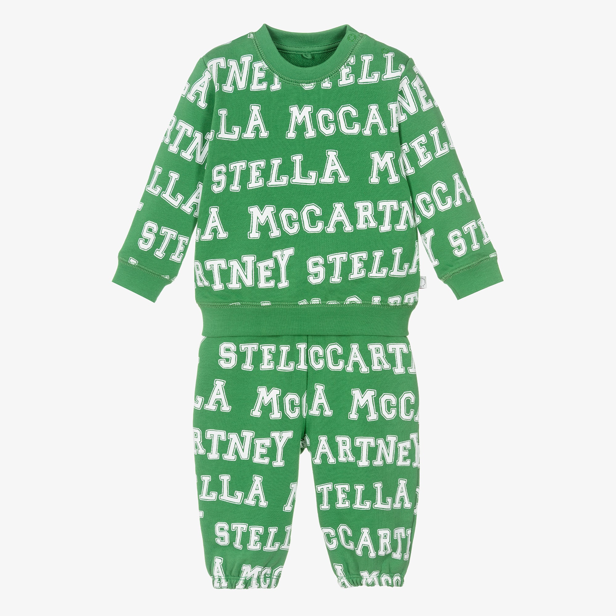 Boys Green Cotton Logo Tracksuit - View 1